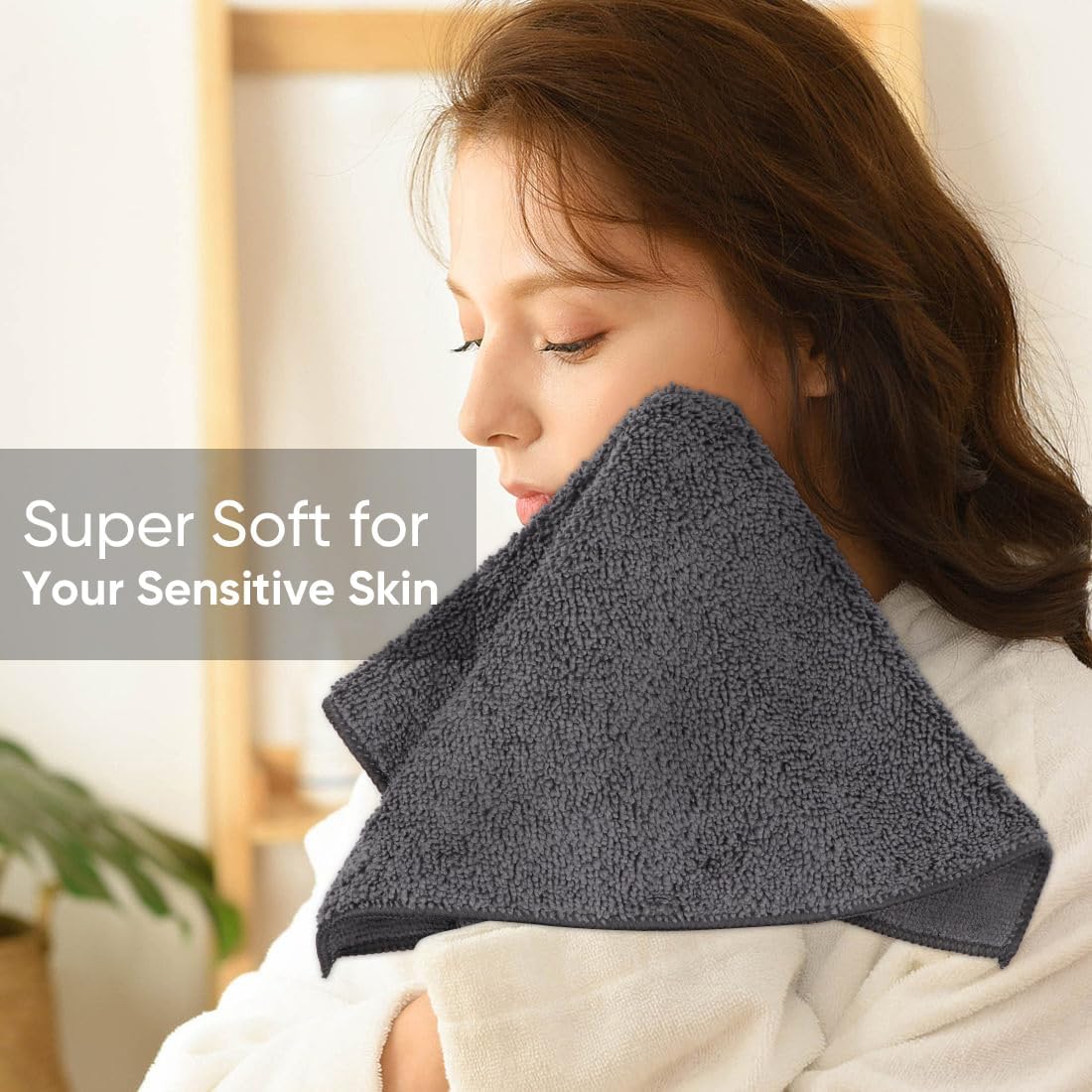 HOMEXCEL Microfiber Washcloths 50 Pack, Highly Absorbent and Soft Face Towel, Multi-Purpose Wash