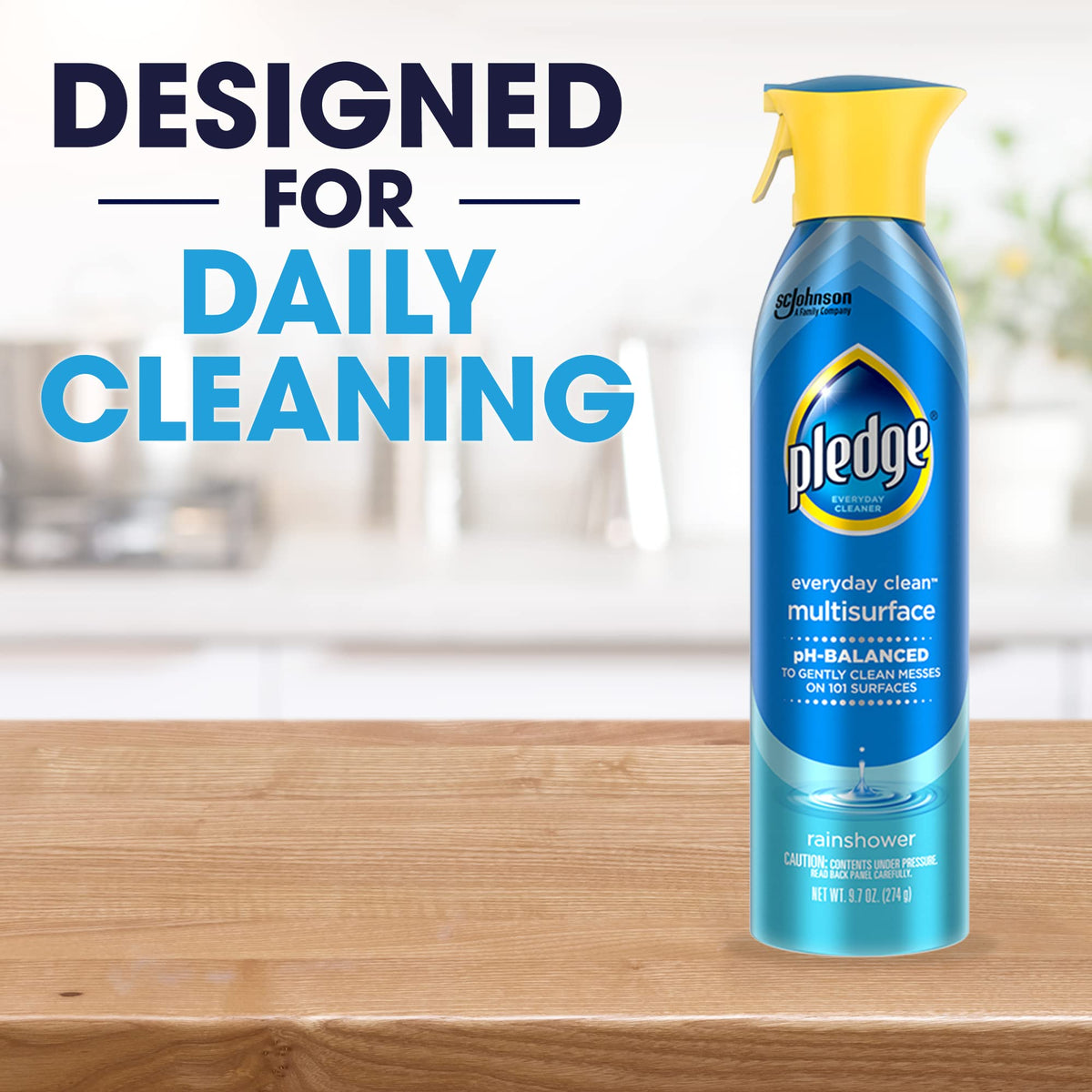 Pledge pH-Balanced Multisurface Spray, Gently Clean 101 Surfaces, Remove Dust and Messes, No