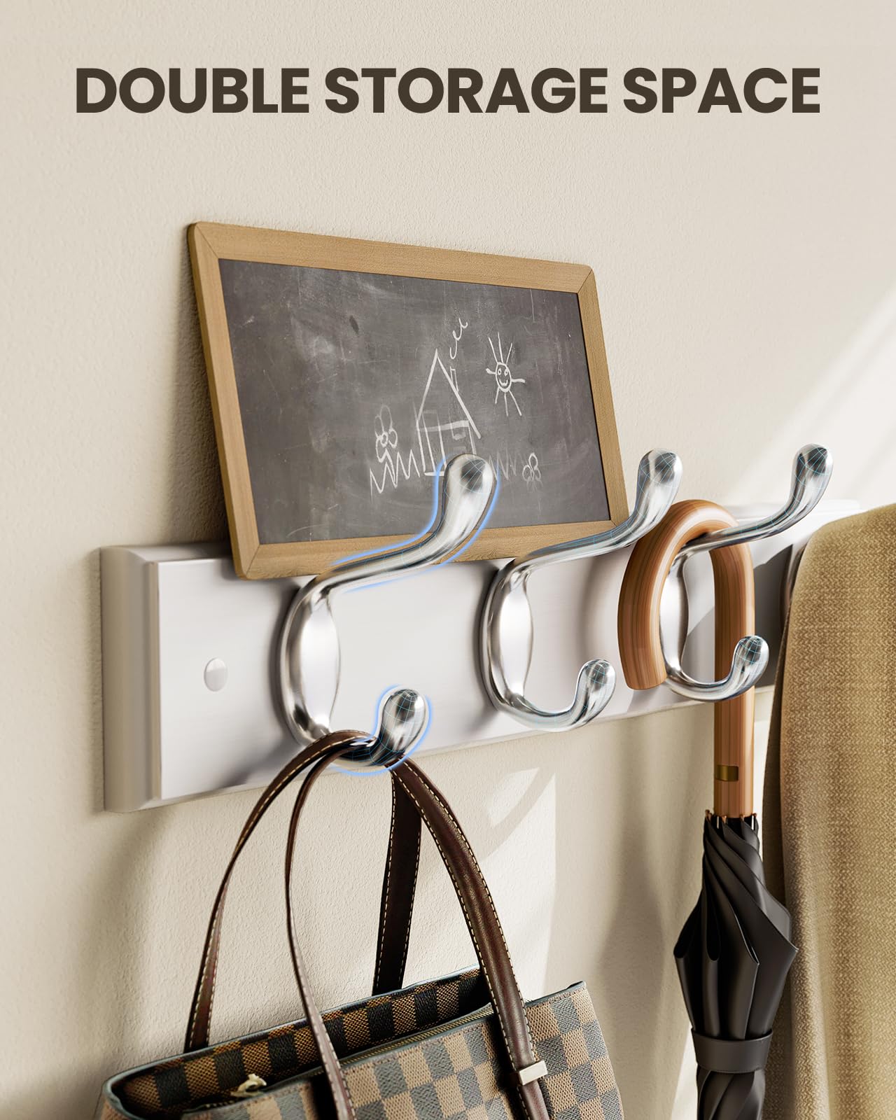 AMADA HOMEFURNISHING Coat Rack Wall Mount 2 Pack, Coat Hooks Wall Hooks Coat Hangers for Wall, Hat