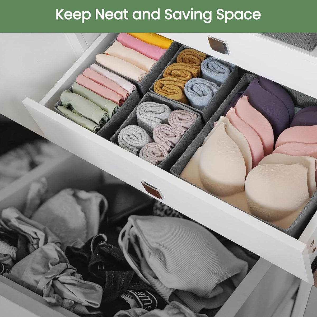 Criusia Drawer Organizer Clothes, 24 Pack Underwear Drawer Organizers, Foldable Closet Organizers