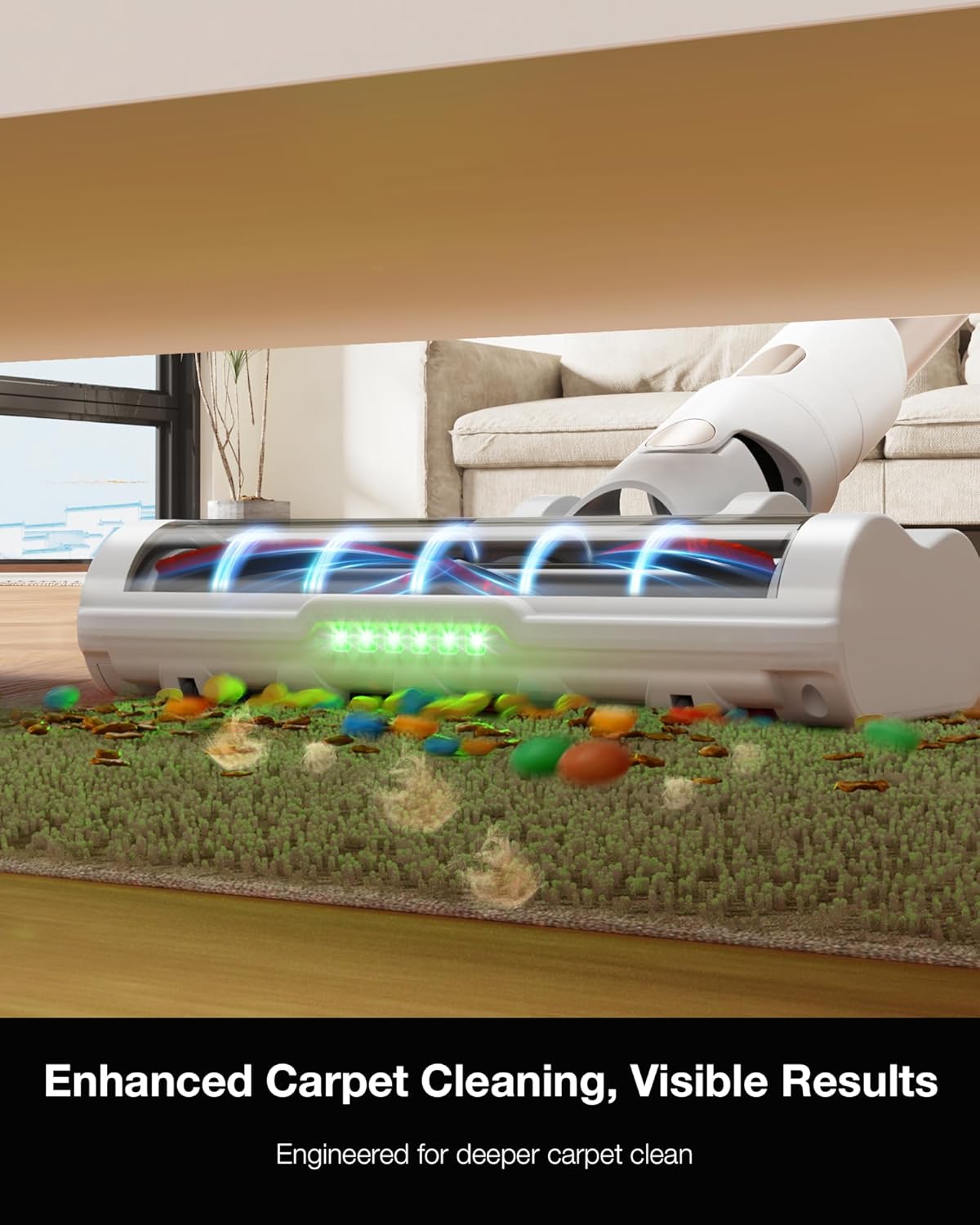 Cordless Stick Vacuum Cleaner for Home, Lightweight Rechargeable Vacuum with 55min Runtime