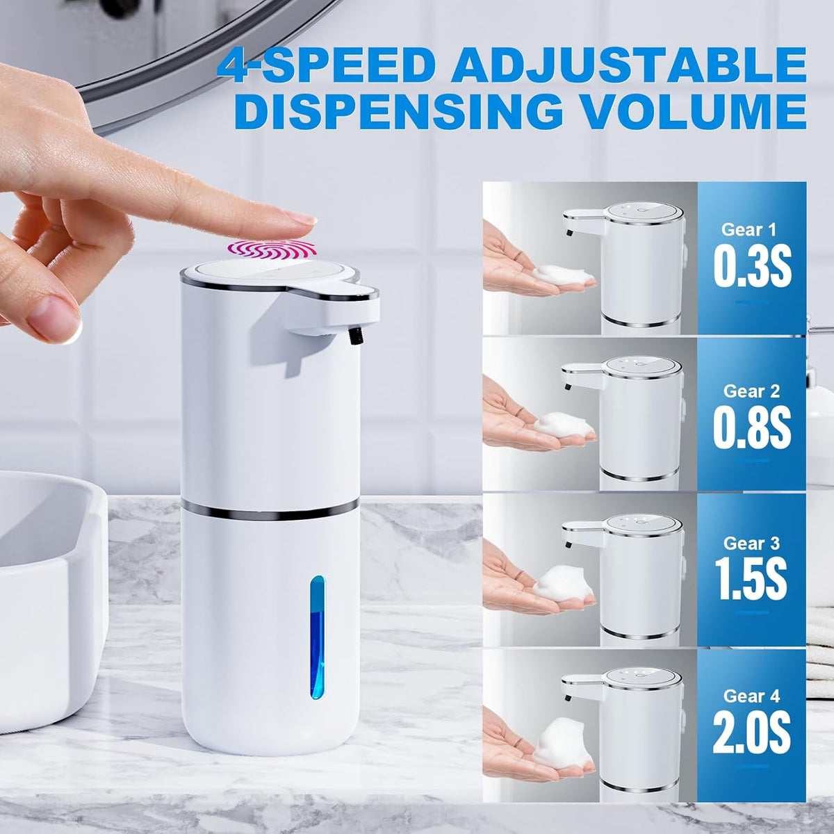 Automatic Foaming Soap Dispenser, 12.8oz/380ml Wall Mount Touchless Soap Dispenser with Sensor