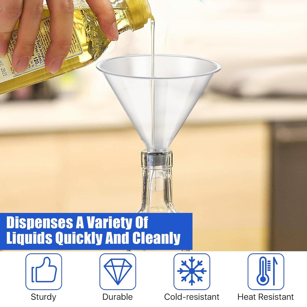 20PCS Plastic Funnels, 4.7'' Clear Plastic Funnels, Wide Mouth Funnel for Filling Bottles, Large