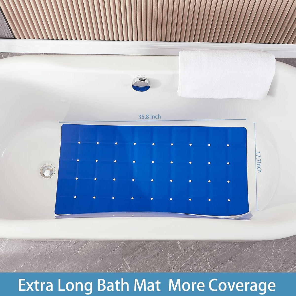 Foldable Silicone Bathtub Mat: Jumbo Size Heavy Duty Safety Bath Mat for Tub Without Suction Cups