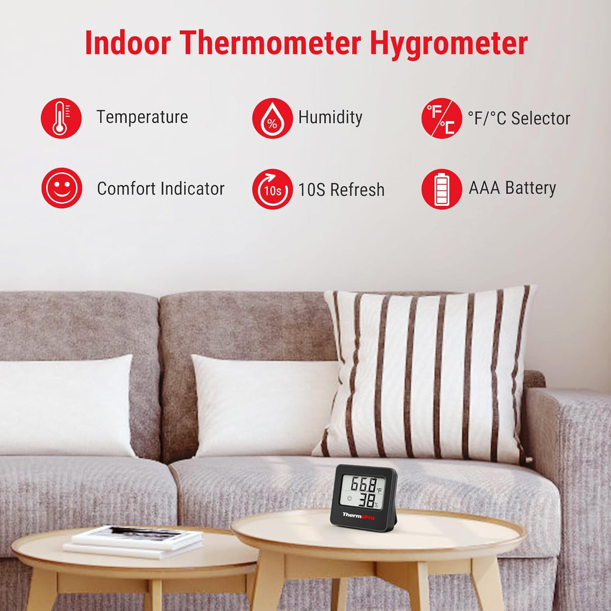 ThermoPro TP157 Hygrometer Indoor Thermometer for Home, Room Thermometer Humidity Meter with