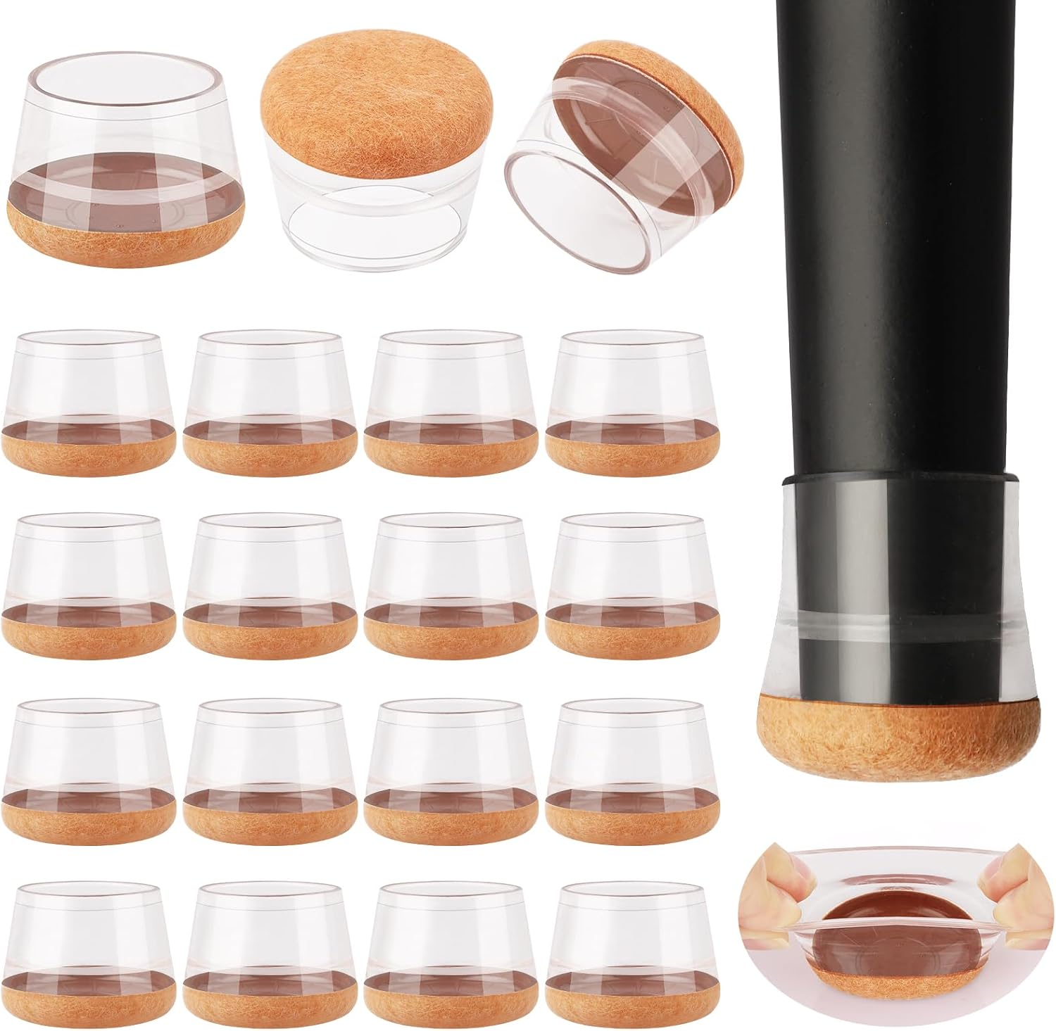 16 Pcs New Chair Leg Floor Protectors, Silicone Chair Leg Protectors for Hardwood Floors, Floor