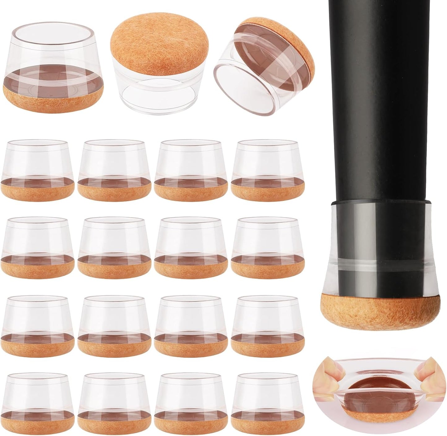 32 Pcs New Chair Leg Floor Protectors, Silicone Chair Leg Protectors for Hardwood Floors, Floor