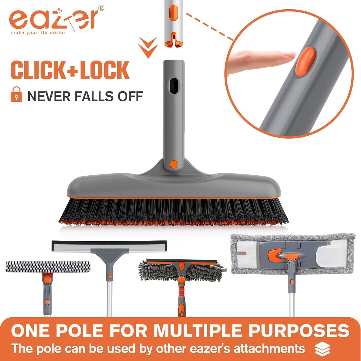 Eazer Grout Brush with Long Handle, 180°Rotation Tile Grout Cleaning Brush, V-Shape Shower Scrubber