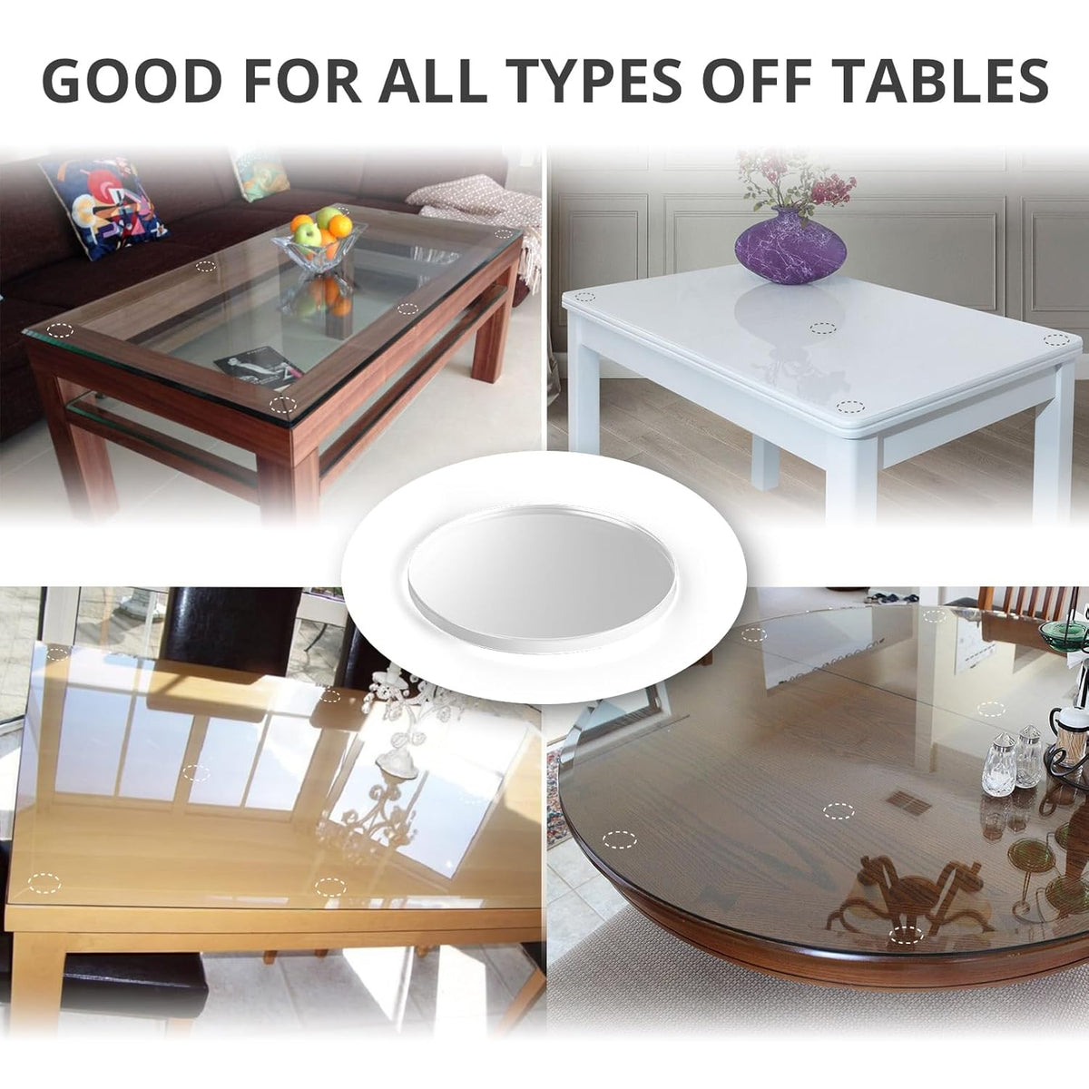 X-Protector Glass Table Top Bumpers - 20 PCS 1.2"- Non-Adhesive Glass Table Top Anti Slip Pads