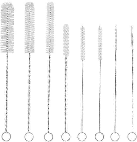 8 Pack Straw Brush Cleaner with Different Diameters (3mm-30mm) - 12" Long Nylon Brush for Water