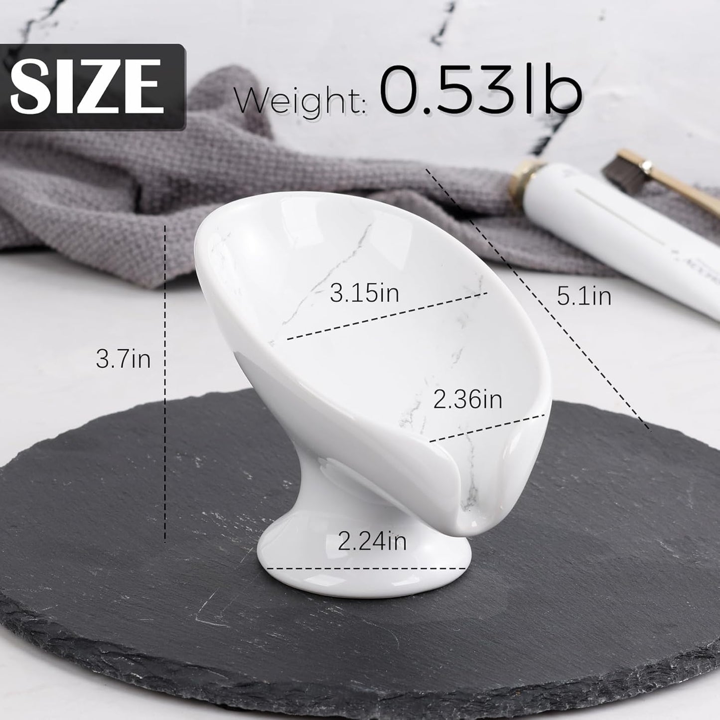 Soap Dish Set, Self Draining Bar Soap Holder for Bathroom Sink, Leaf Shaped Drainage Soap Dish