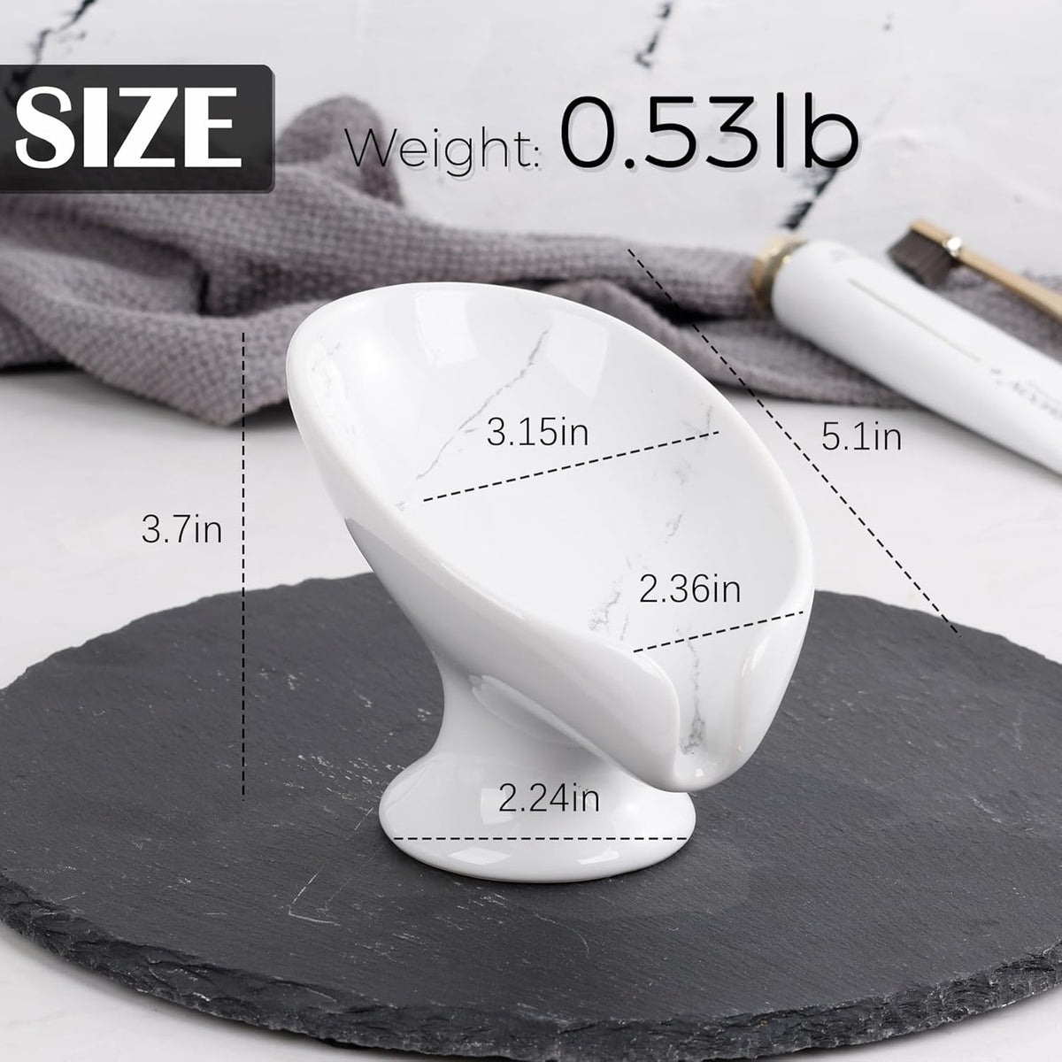 Soap Dish Set, Self Draining Bar Soap Holder for Bathroom Sink, Leaf Shaped Drainage Soap Dish