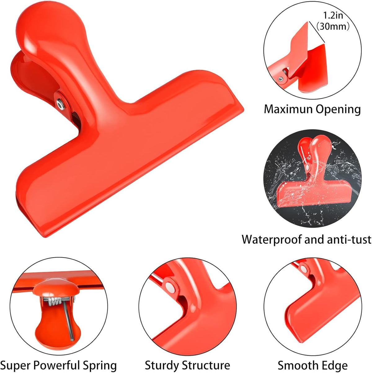 Bag Clips Heavy Duty Stainless Steel Chip Clips, Food Bags Clamp Great for Kitchen Office to Seal