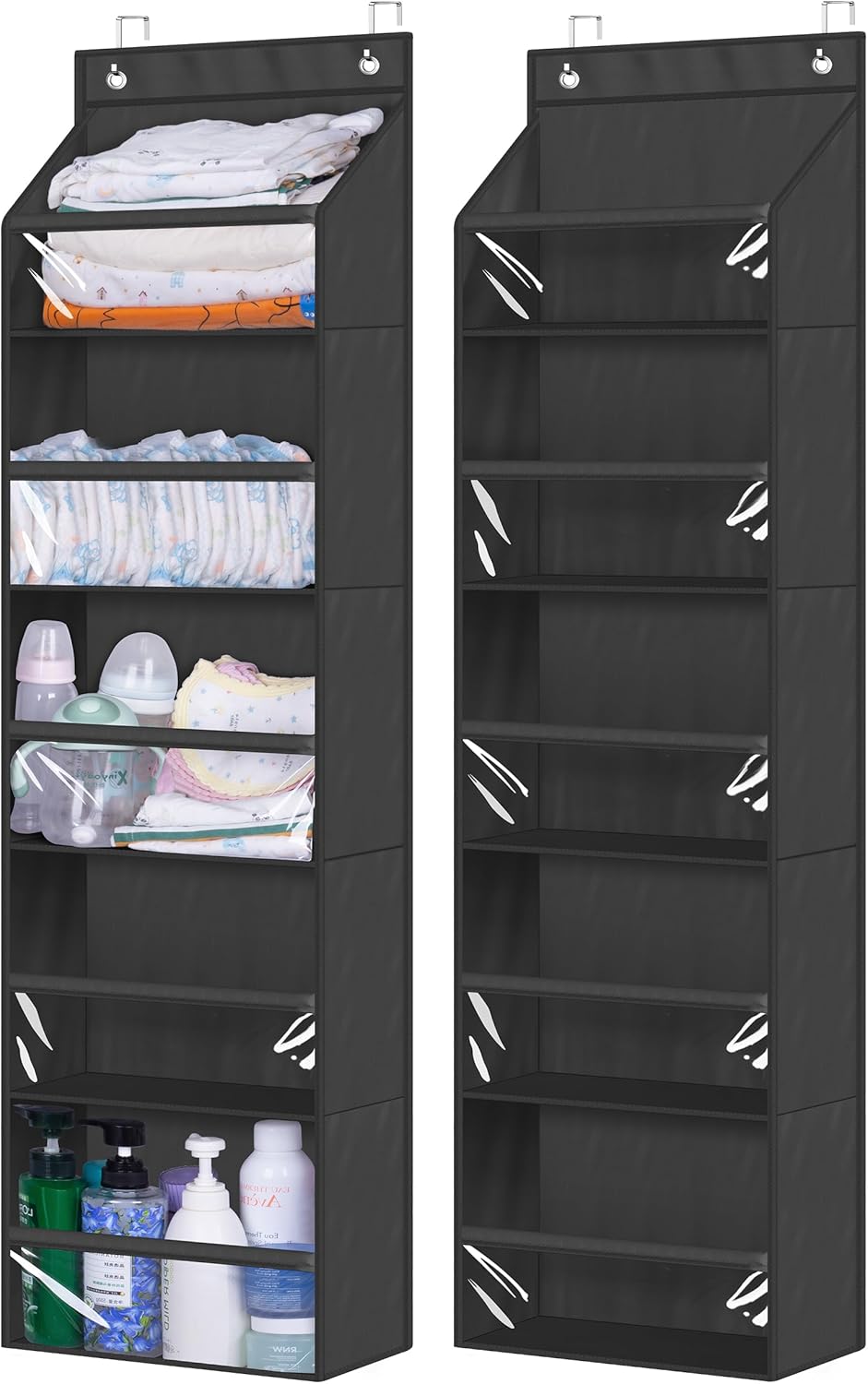 AOODA 2 Pack Over the Door Organizer, Large Capacity Closet Door Hanging Organizer, Clear Deep