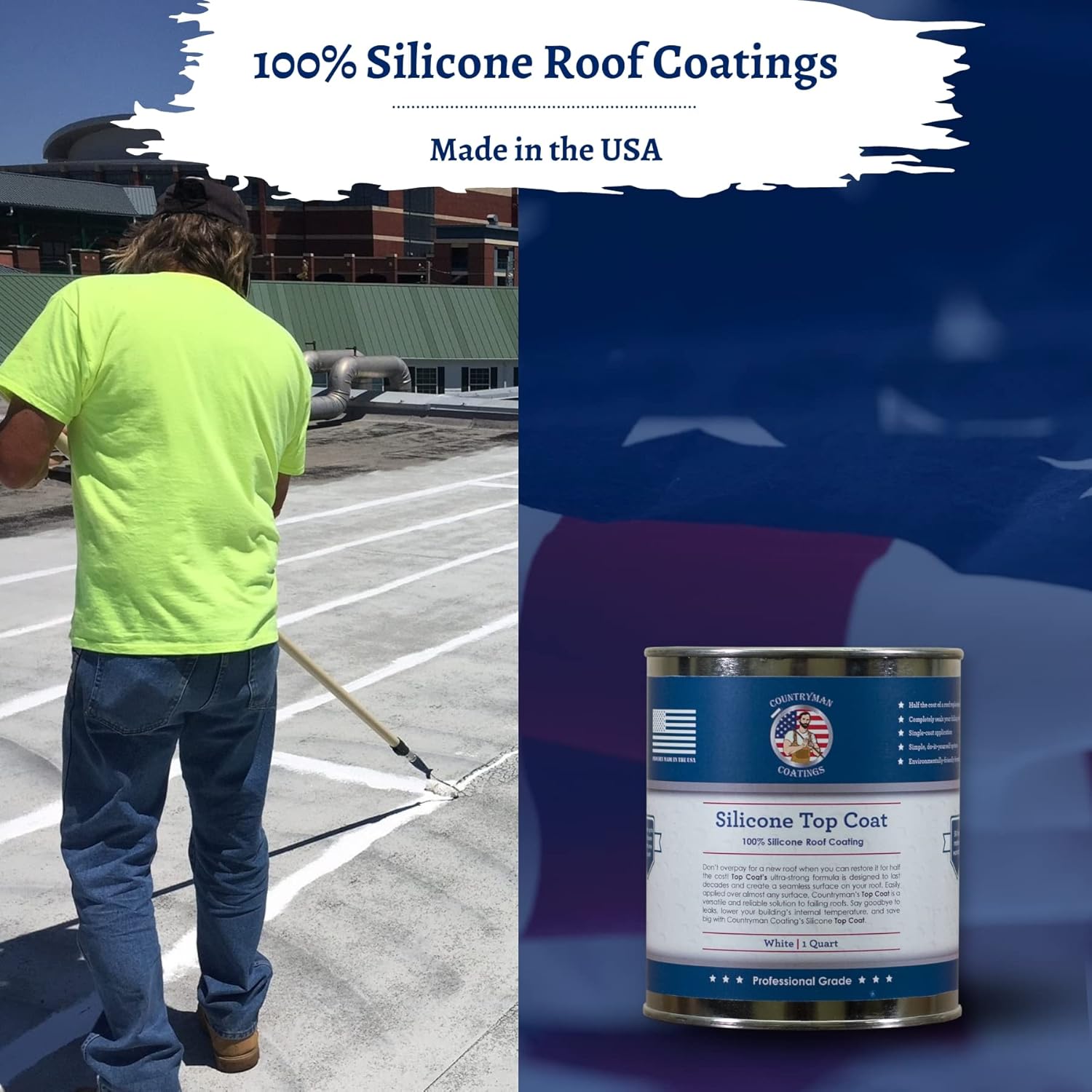 Countryman Coatings - 100% Silicone Roof Coating Restore Your Roof in a Day Seal Leaks, Cracks
