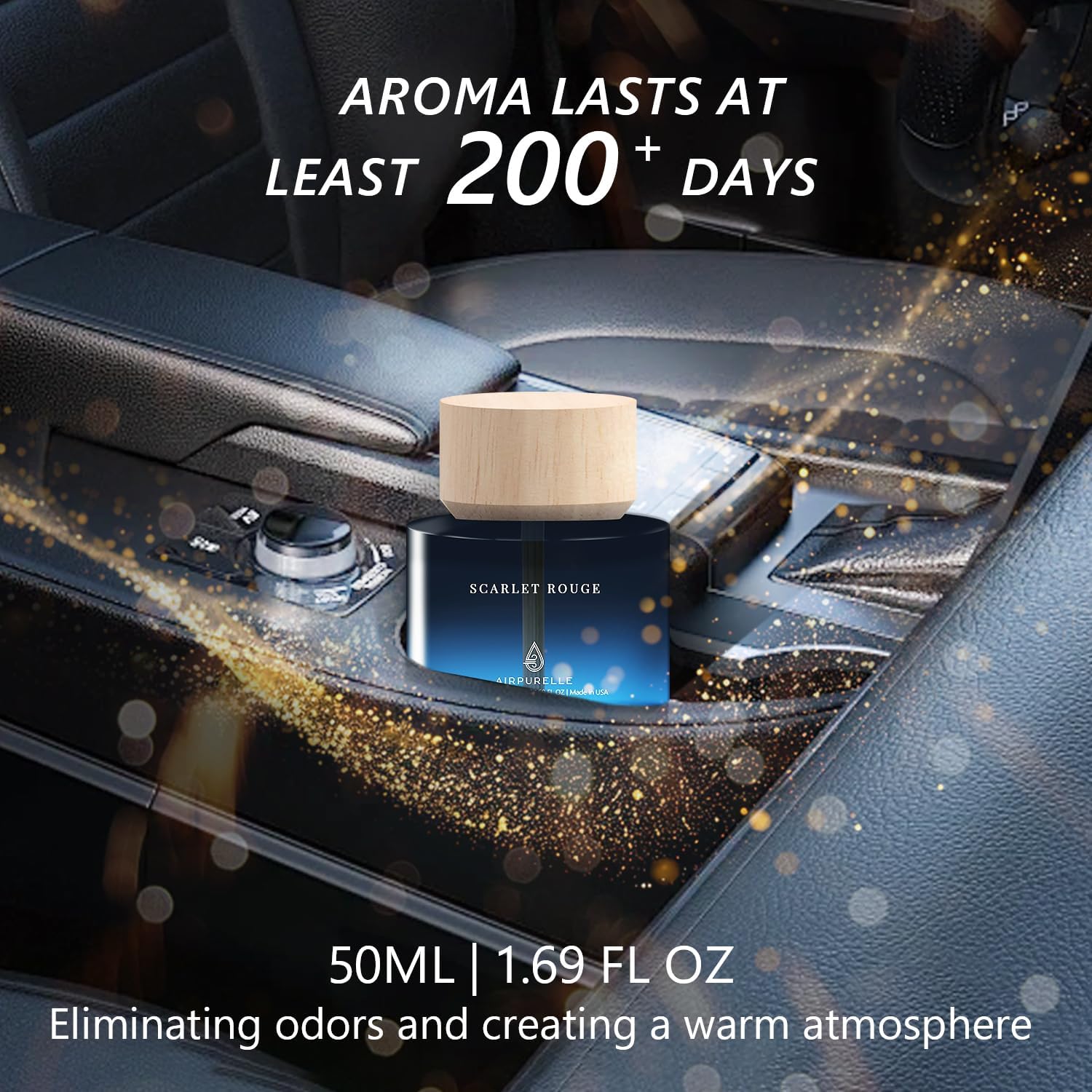 Car Air Freshener for Men & Women – Long-Lasting Saffron Amber Essential Oil Diffuser for Car Cup