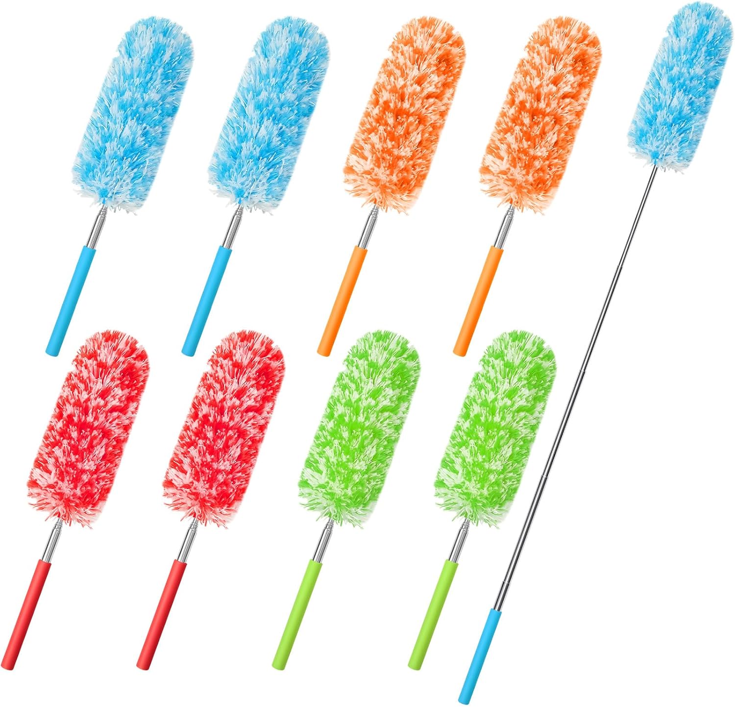 Tanlade 8 Pcs Microfiber Feather Duster for Cleaning 13-31 Inch Extendable Cobweb Dusters Ceiling