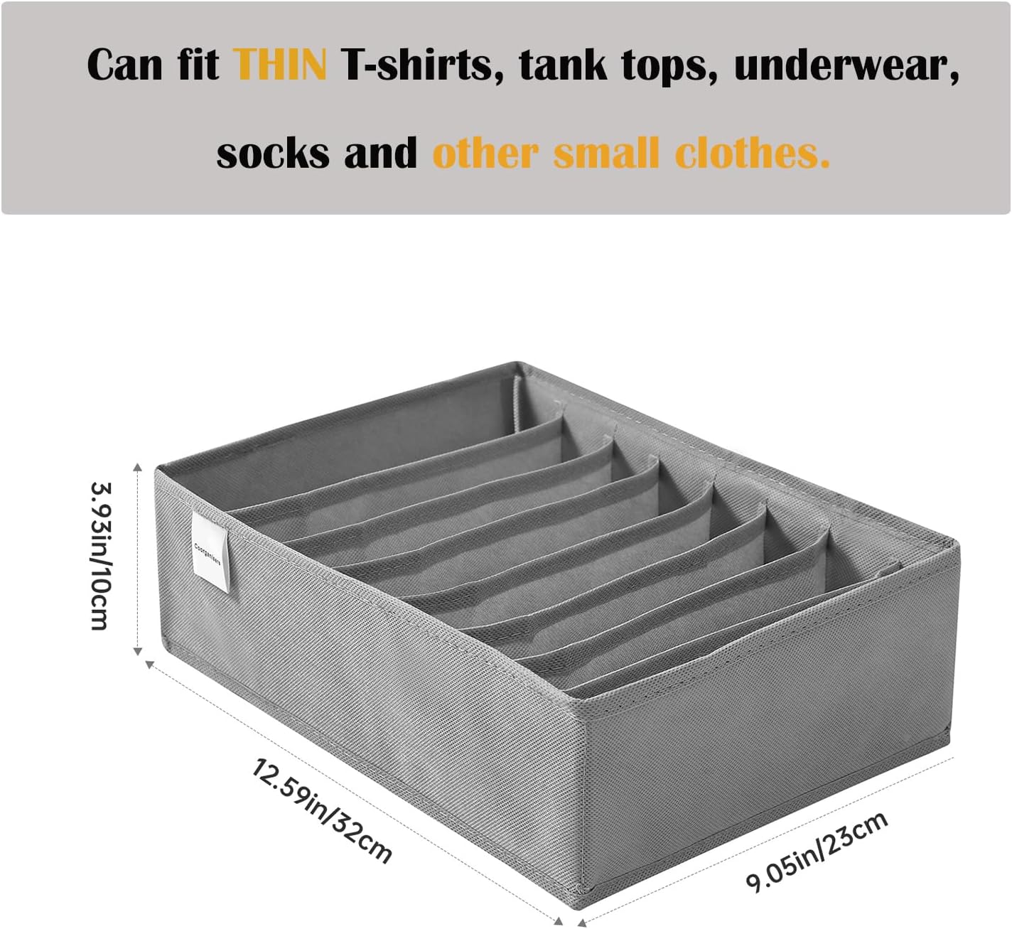 4 Packs T-shirt Drawer Organizers for Clothing,8 Grids Compartment Wardrobe Storage Box, Washable