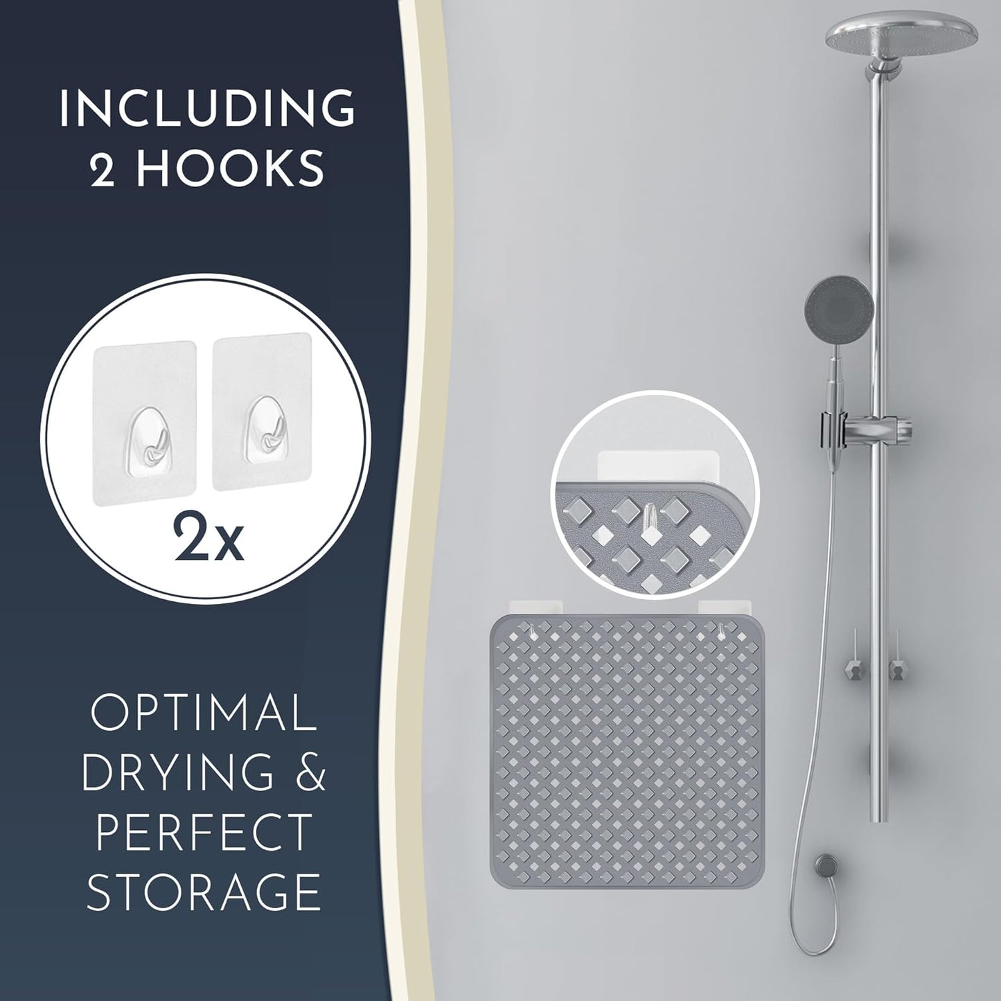Homerella Anti Slip Shower Mat | Anti Mold Non Slip Bathtub Mat for Inside Shower | Square Floor