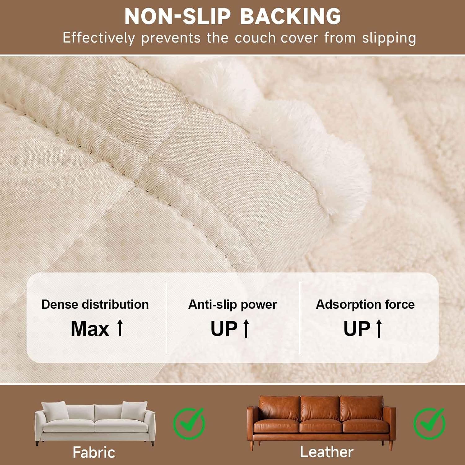 OTOB Plush Couch Cover for Dogs Washable, Non Slip Fuzzy Soft Armrest Backrest Sofa Slipcovers
