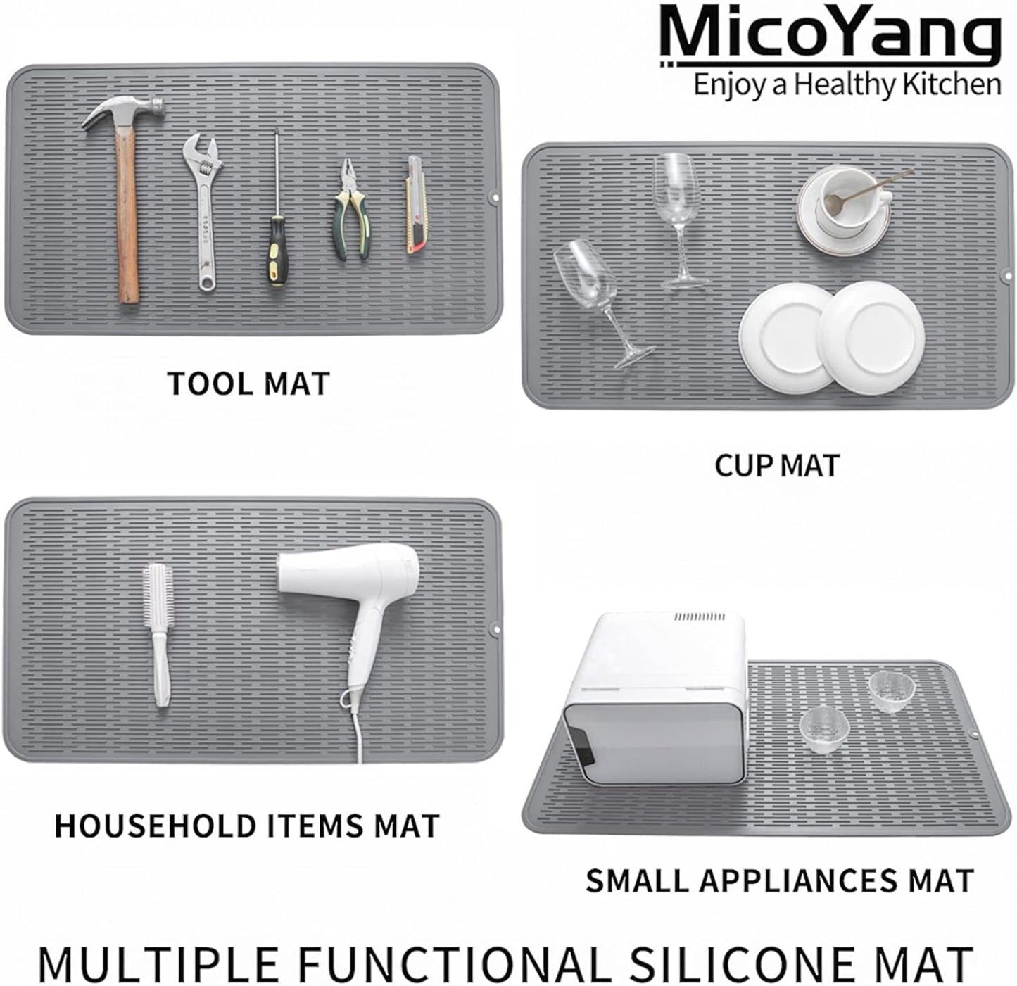 Silicone Dish Drying Mat for Multiple Usage,Easy clean,Eco-friendly,Heat-resistant Silicone Mat for