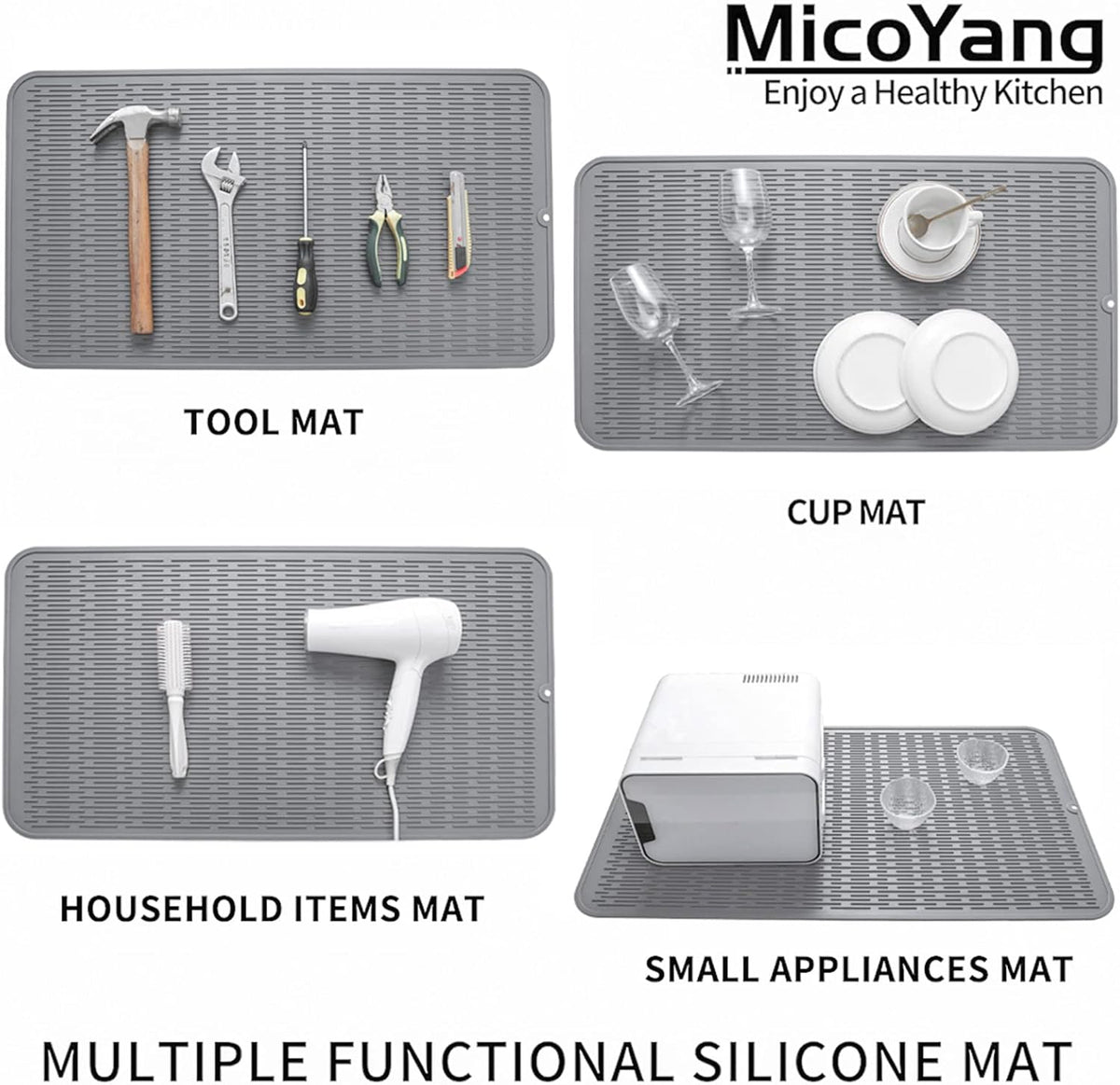 Silicone Dish Drying Mat for Multiple Usage,Easy clean,Eco-friendly,Heat-resistant Silicone Mat for