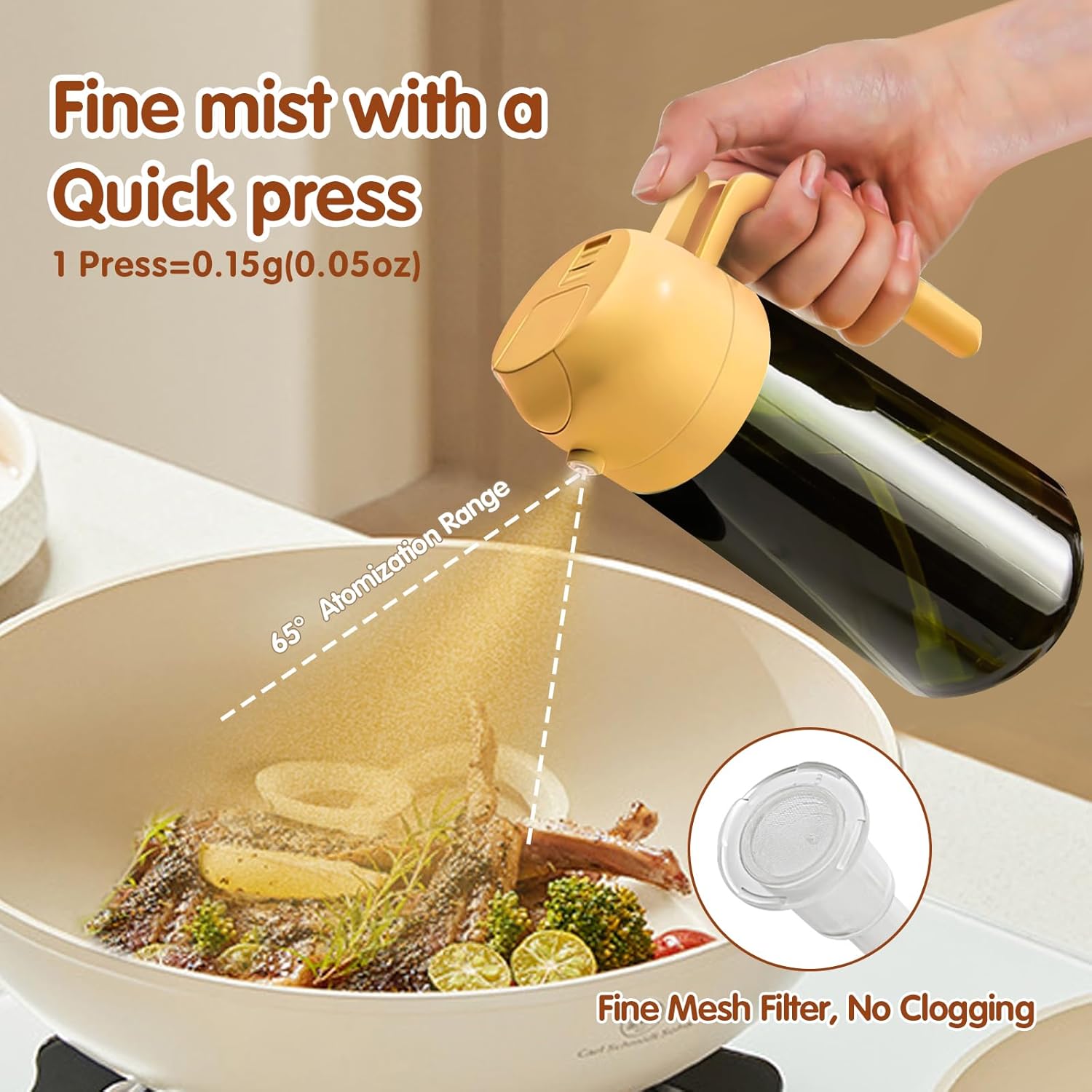 YARRAMATE 16oz/470ml Light-Blocking Dark Oil Sprayer for Cooking, 2 in 1 Olive Oil Dispenser Bottle