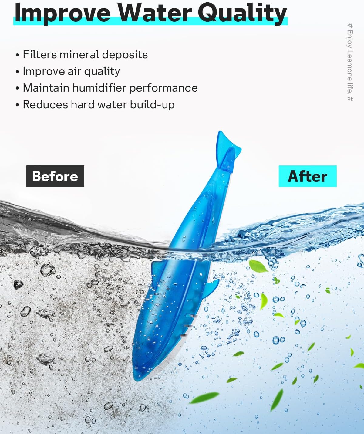 Leemone Humidifier Cleaner Shark, Demineralization Float Shark Compatible with All Humidifier and