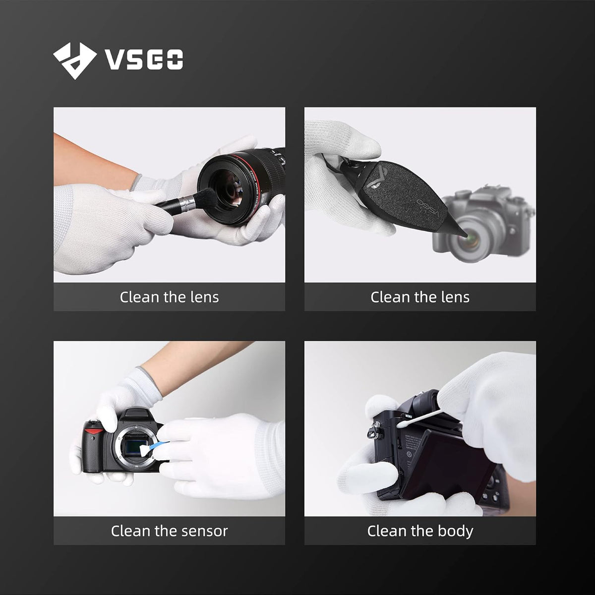 VSGO Professional Camera Cleaning Gloves Anti-Static for Camera and Sensor Cleaning, Compatible