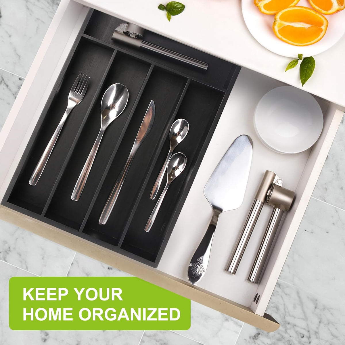 Bamboo Kitchen Drawer Organizer - silverware organizer - Cutlery Tray - Utensil Tray - drawer
