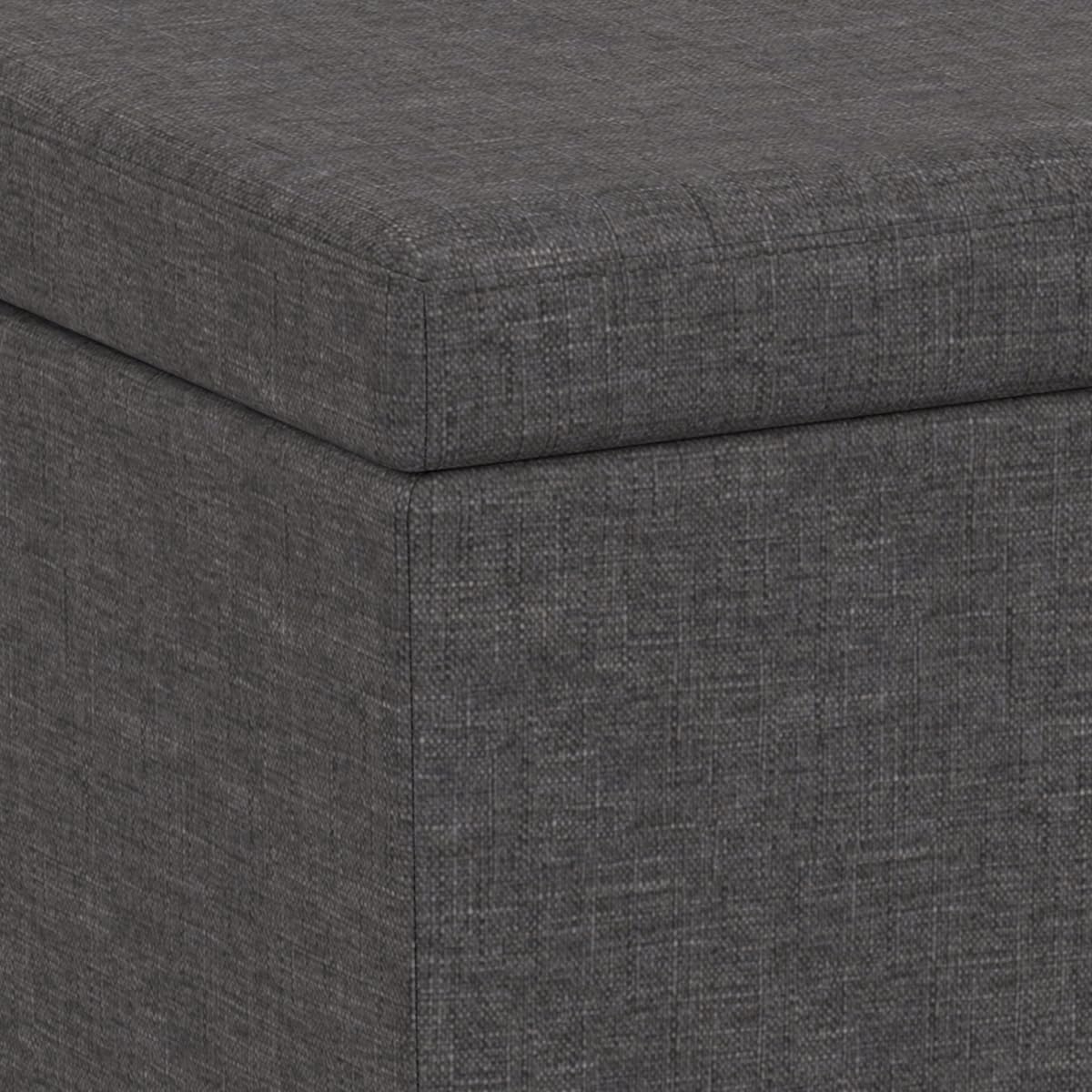 SIMPLIHOME Avalon 54 inch Wide Contemporary Rectangle Extra Large Storage Ottoman Bench in Slate
