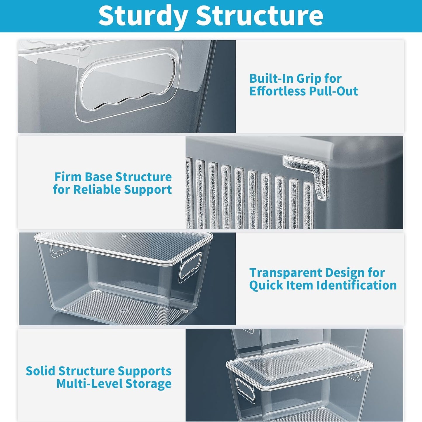 Clear Stackable Storage Bins, Pantry Organizers & Storage Containers, Cabinet Organizer, Home