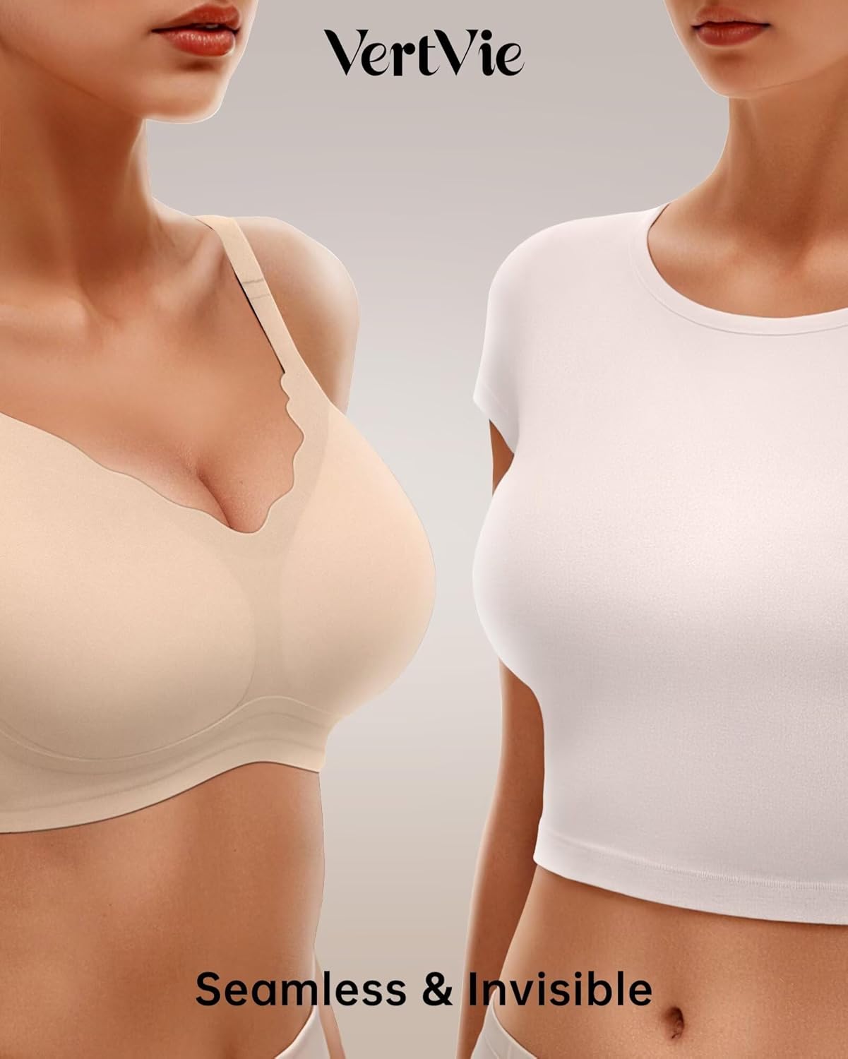 Vertvie Womens Seamless Bras No Underwire Supportive Wireless Push Up Full Coverage Bralette