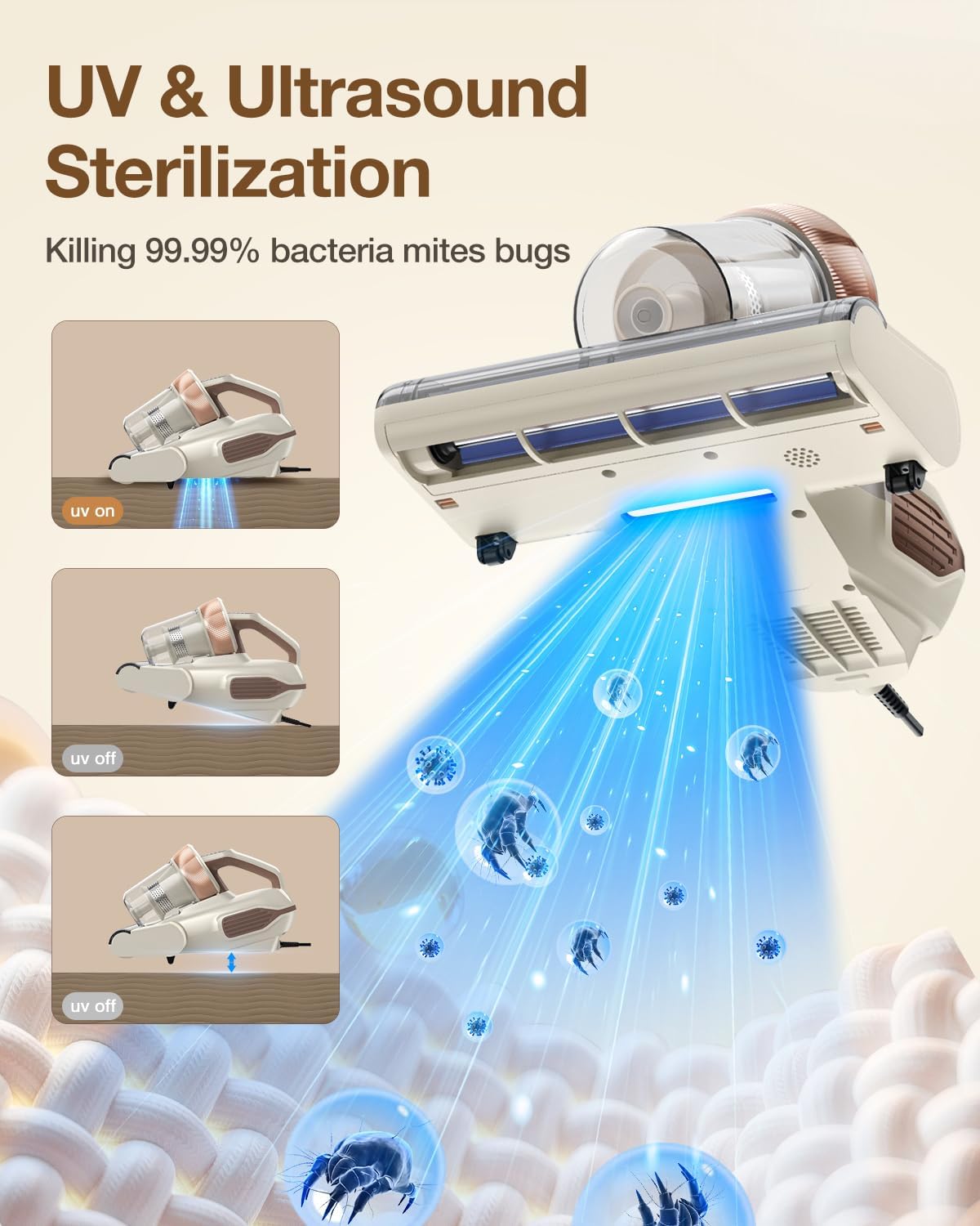Jimmy Mattress Vacuum Cleaner, Bed Vacuum with UV & Ultrasound, High Heating, Smart Dust Sensor