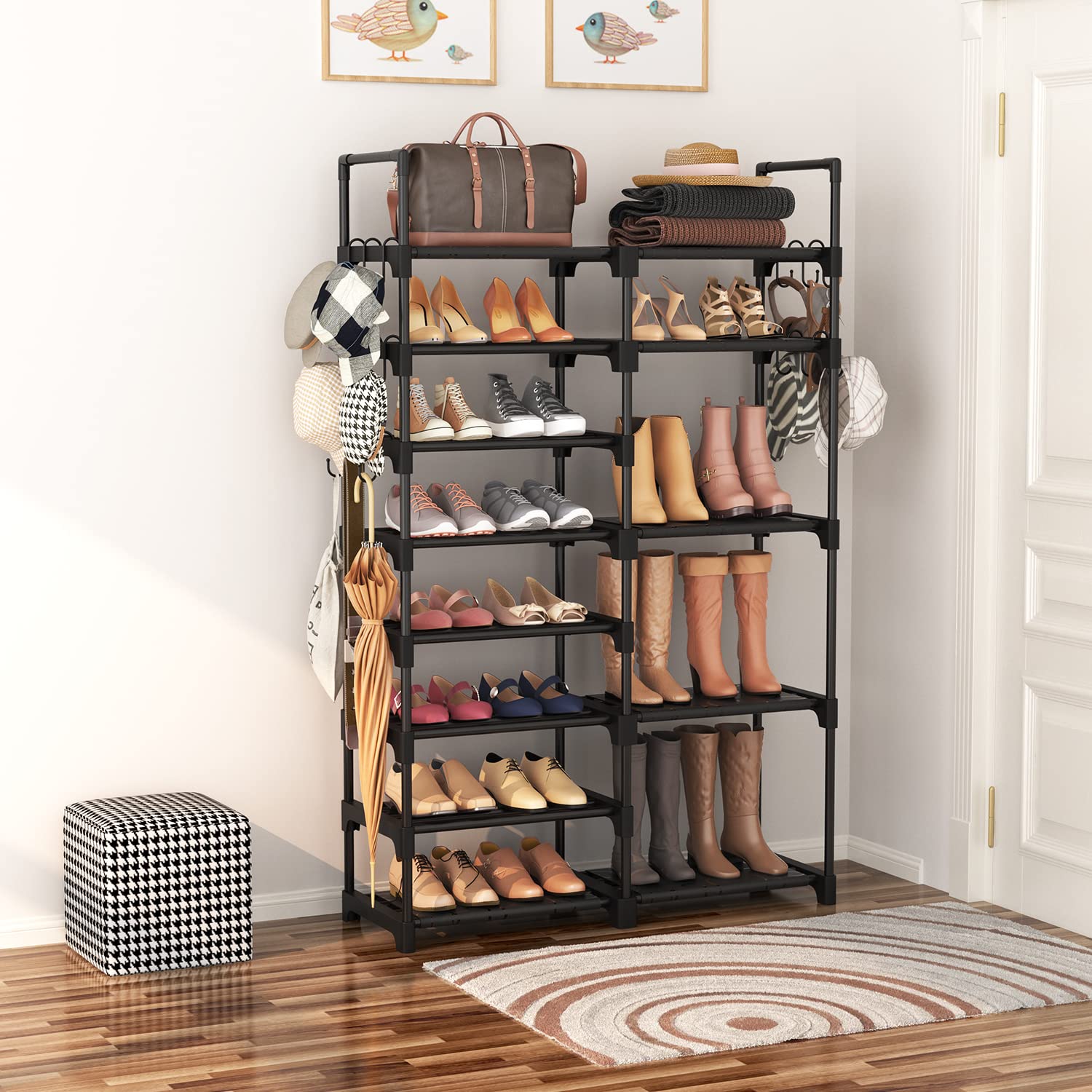 ROJASOP Shoe Rack Organizer, 8-Tier Metal Shoe Rack for Closet Entryway Garage, 26-32 Pairs Tall