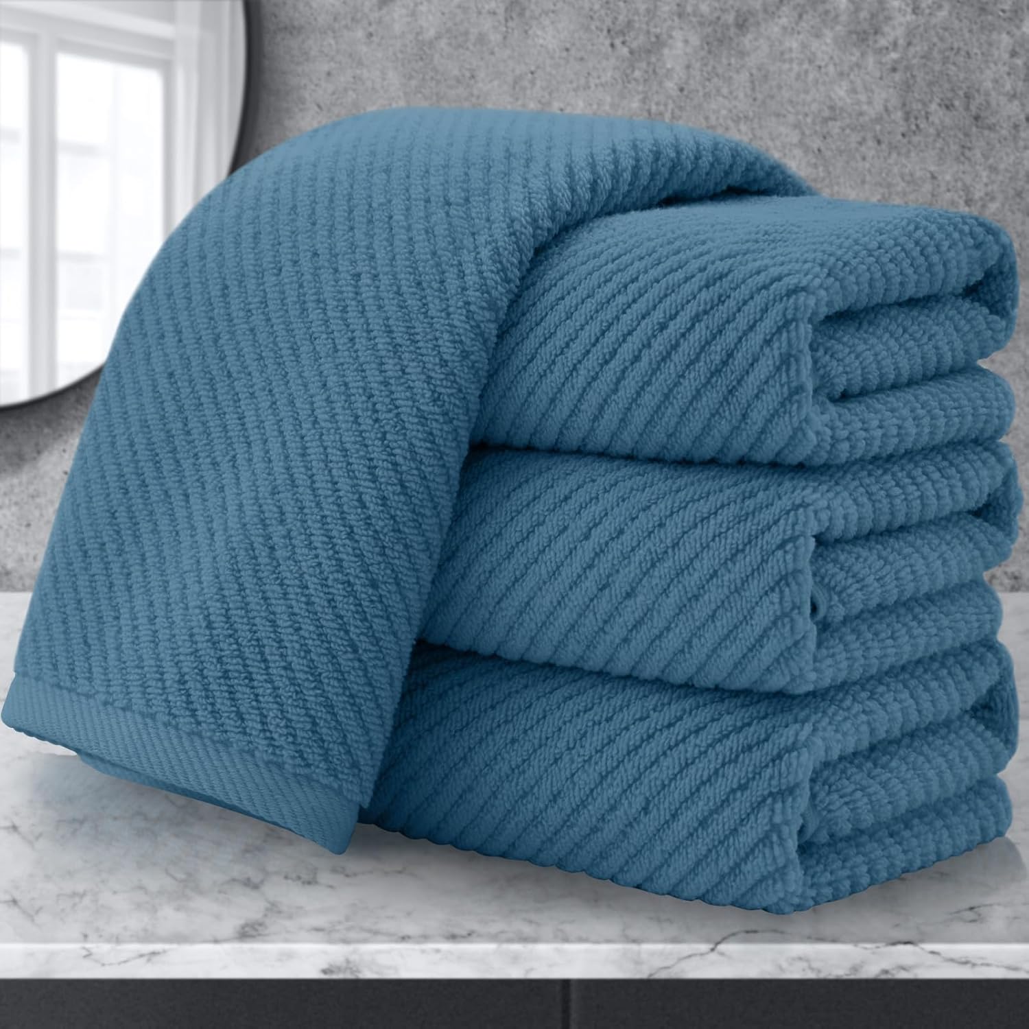 VOOVA & MOVAS Hand Towels for Bathroom Set of 4, Large 18" x 28", 100% Cotton | Lightweight | Thick