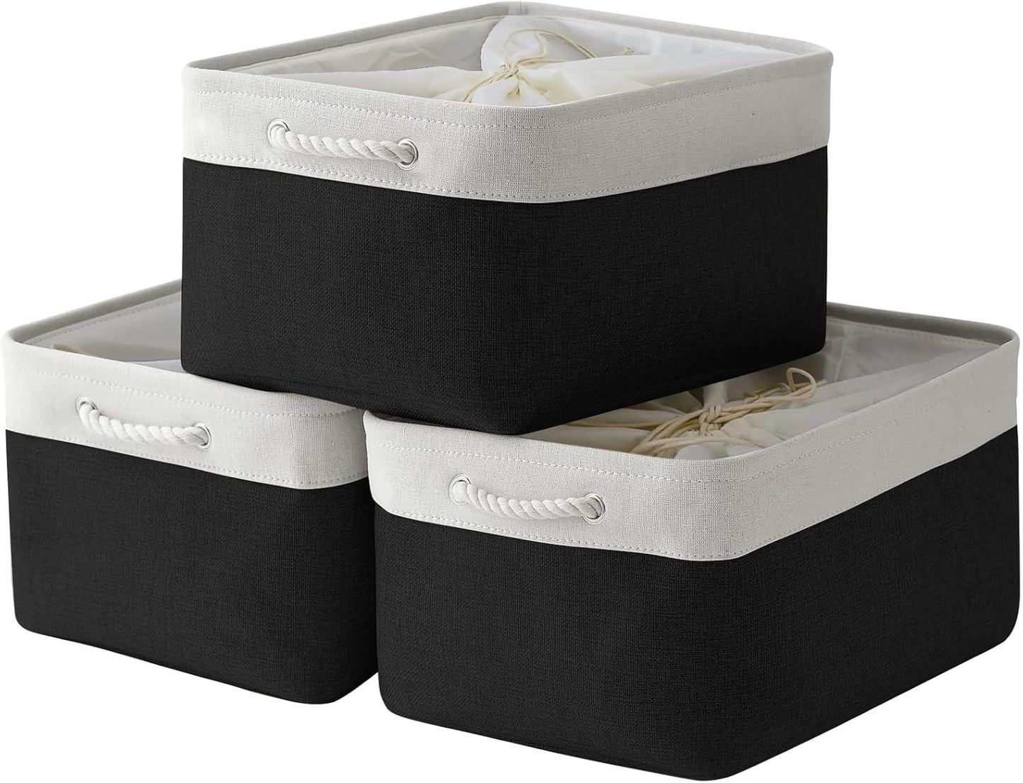 TheWarmHome Organization and Storage Basket for Organizing - Jumbo 3 Pack 17.7x13.8x9.7 inch Fabric