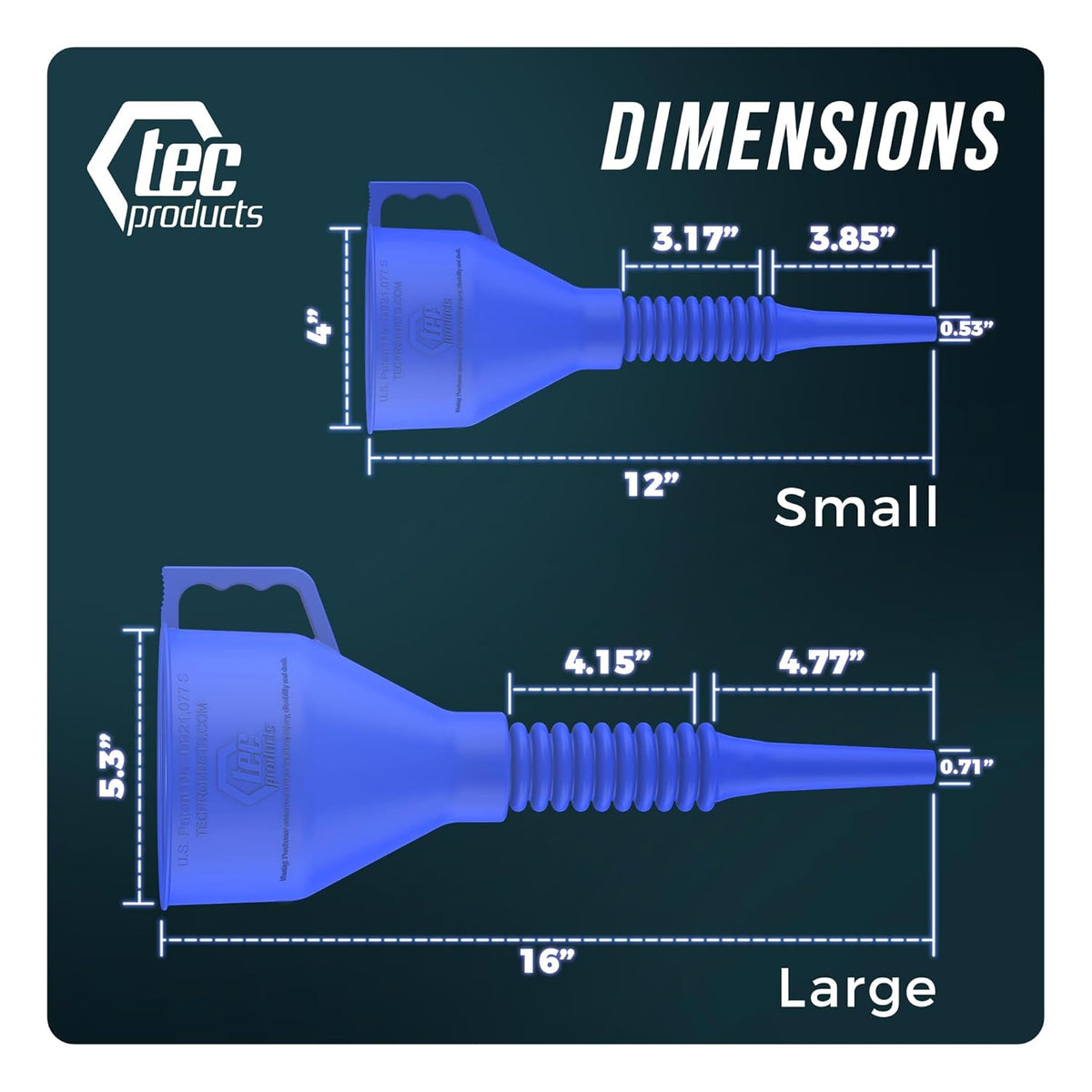TEC Products FlexAll Long Flexible Funnel for Automotive Use - Durable Nitrile Rubber - Ideal for