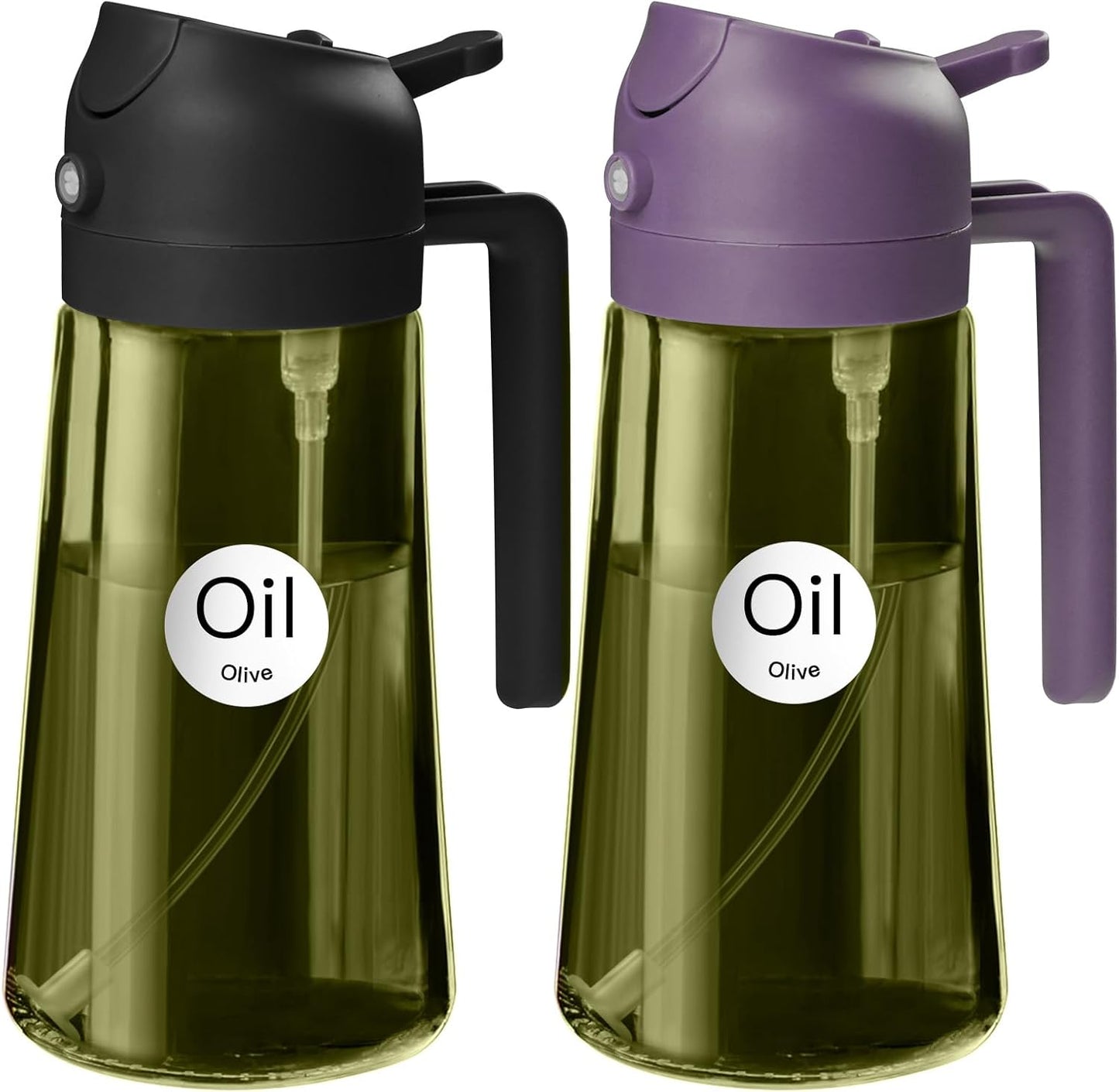 YARRAMATE 2Pcs 16oz/470ml Dark Green Oil Sprayer for Cooking with Stickers, Food-grade Premium 2 in