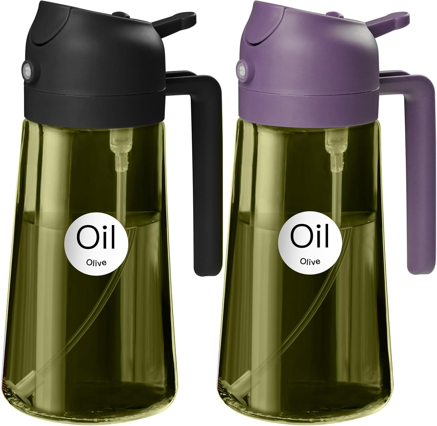 YARRAMATE 2Pcs 16oz/470ml Dark Green Oil Sprayer for Cooking with Stickers, Food-grade Premium 2 in