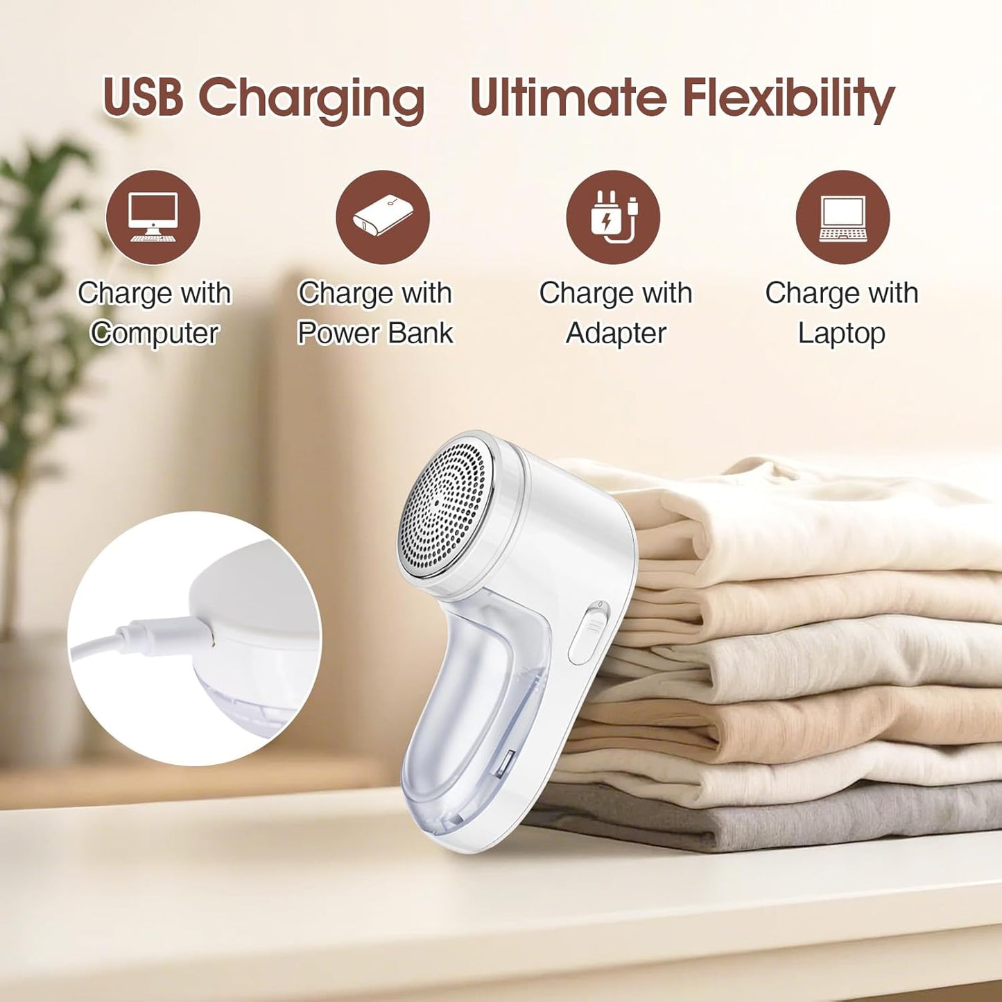Electric Fabric Shaver, Lint Remover for Clothes, Rechargeable Sweater Shaver to Remove Fuzz and