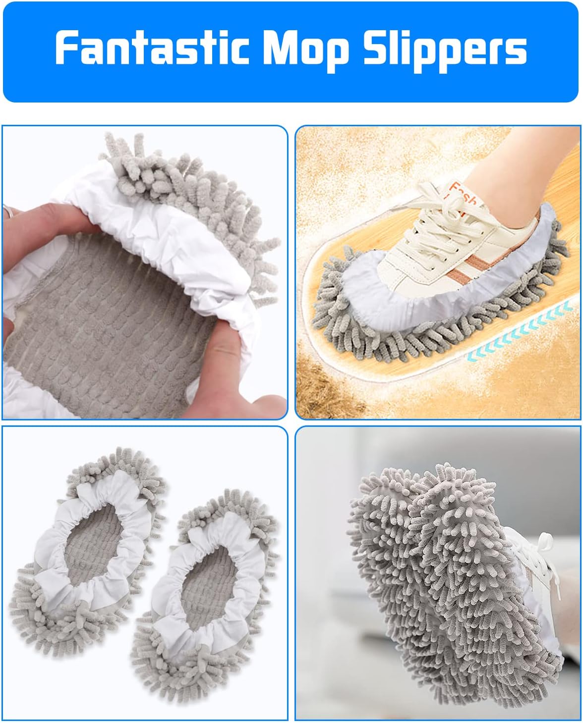 8 Pcs Mop Slippers Socks Floor Cleaning,Microfiber Shoe Covers dust Washable Reusable for Woman Man