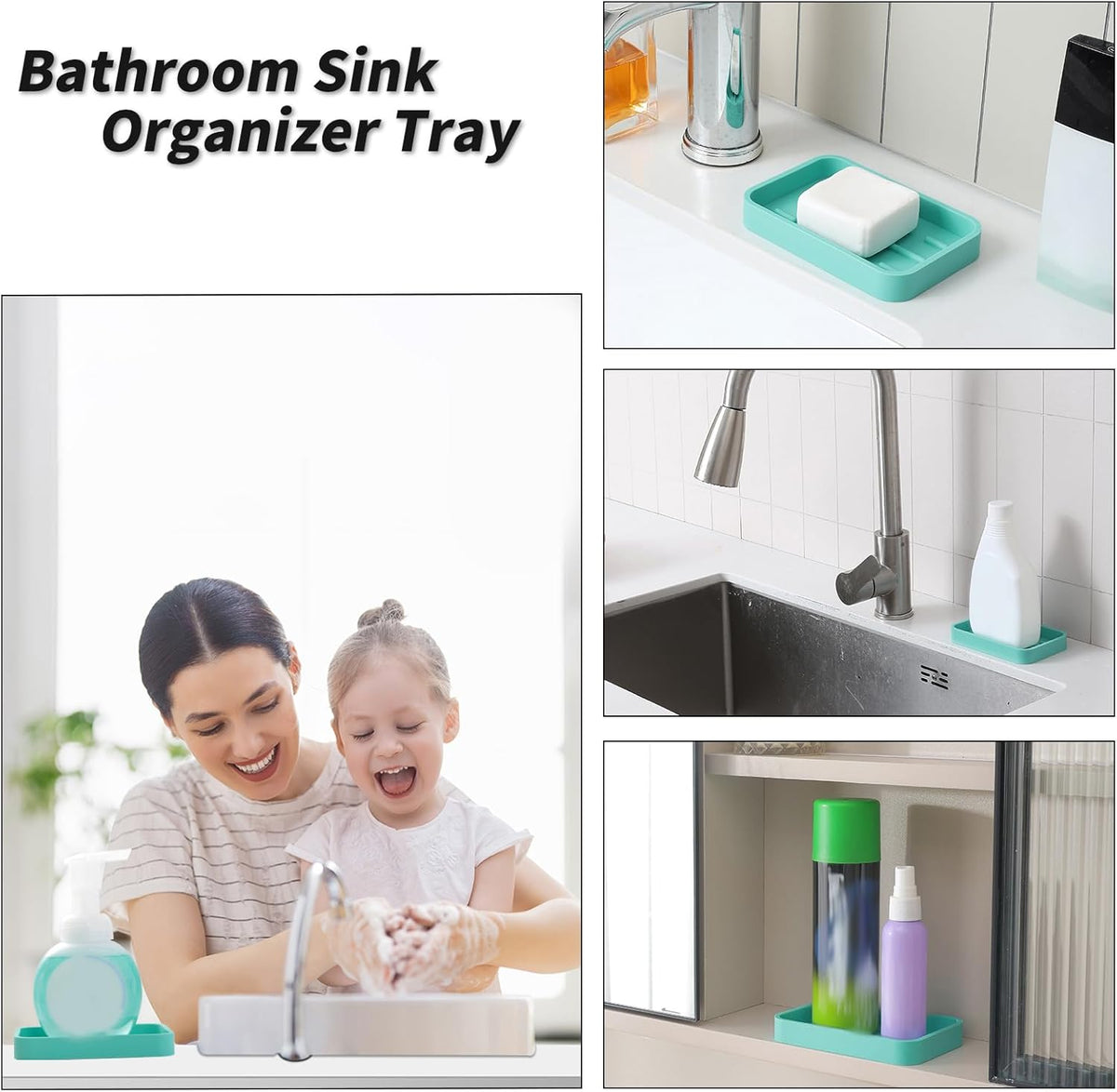Silicone Kitchen Sink Organizer Tray for Multiple Usage,Easy Clean Sponges Holder for Kitchen