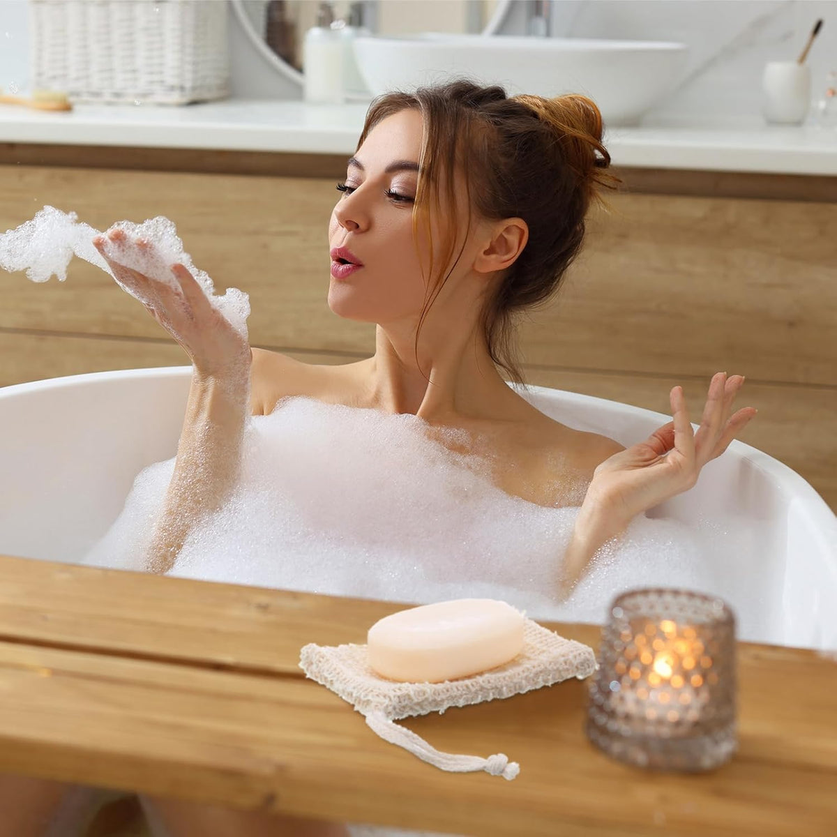 Rtteri 240 Pcs Soap Exfoliating Bag, Natural Sisal Soap Pouch Saver Body Shower Bar Mesh Body Net