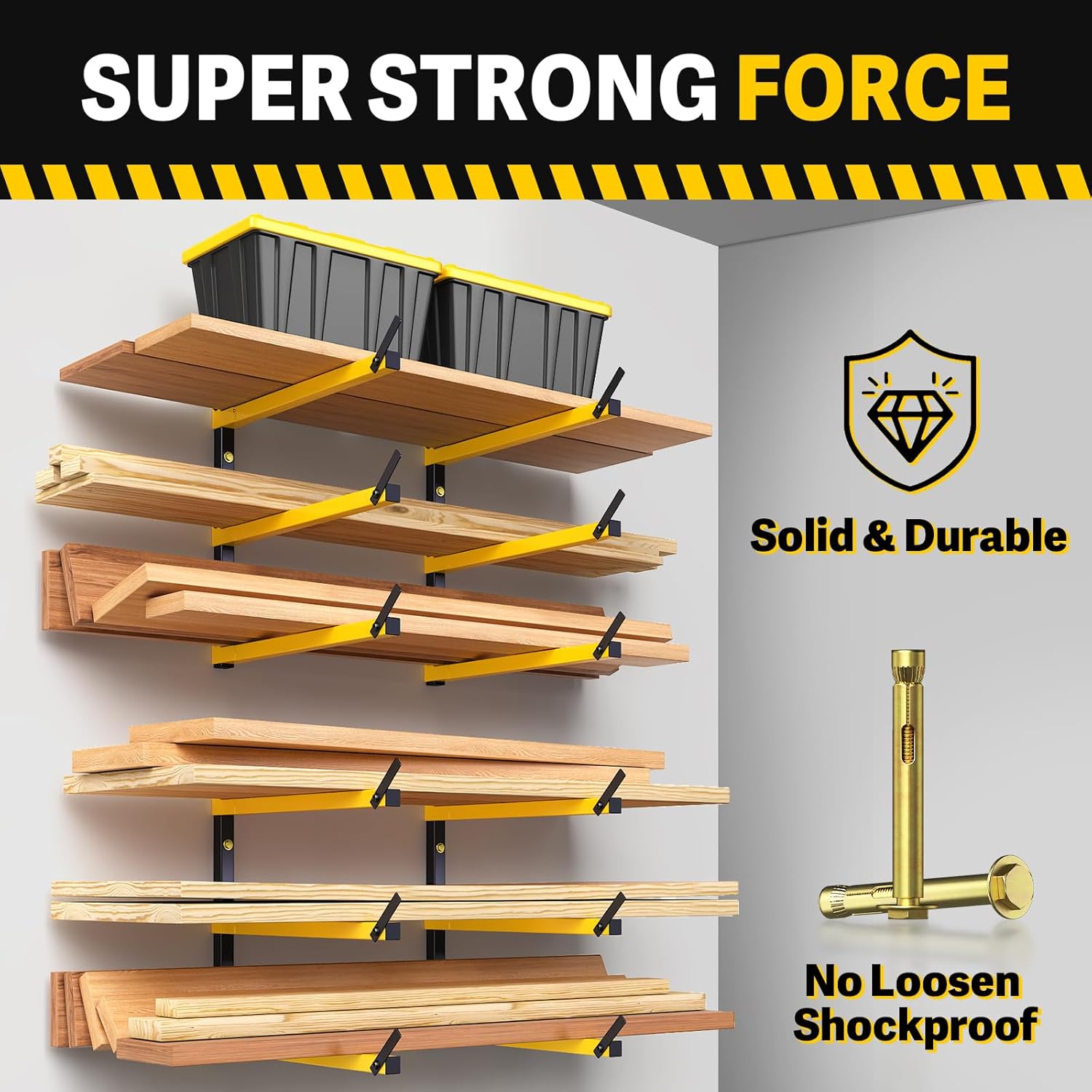GREENER Lumber Storage Rack Folding Wood Storage Racks Wall-Mounted Metal Racks for Storage with