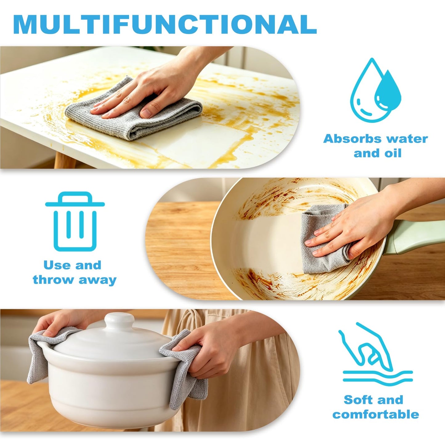 Puomue 55 Pack Microfiber Cleaning Cloth Roll, Tear Away Reusable Paper Towels, 11" X 9", Ultra