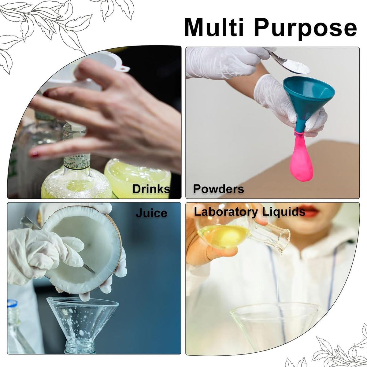 PATIKIL 3.5 Inch Clear Plastic Funnel, 4 Pcs Wide Mouth Multipurpose Transfer Funnel with Long