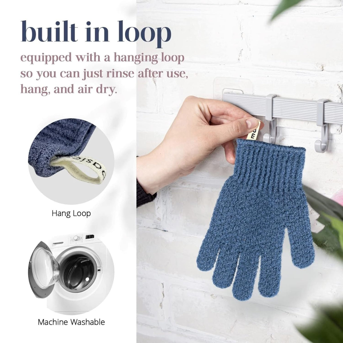 MainBasics Deep Cleansing Exfoliating Bath Gloves - Heavy-Textured Nylon Shower Scrub for Dead Skin