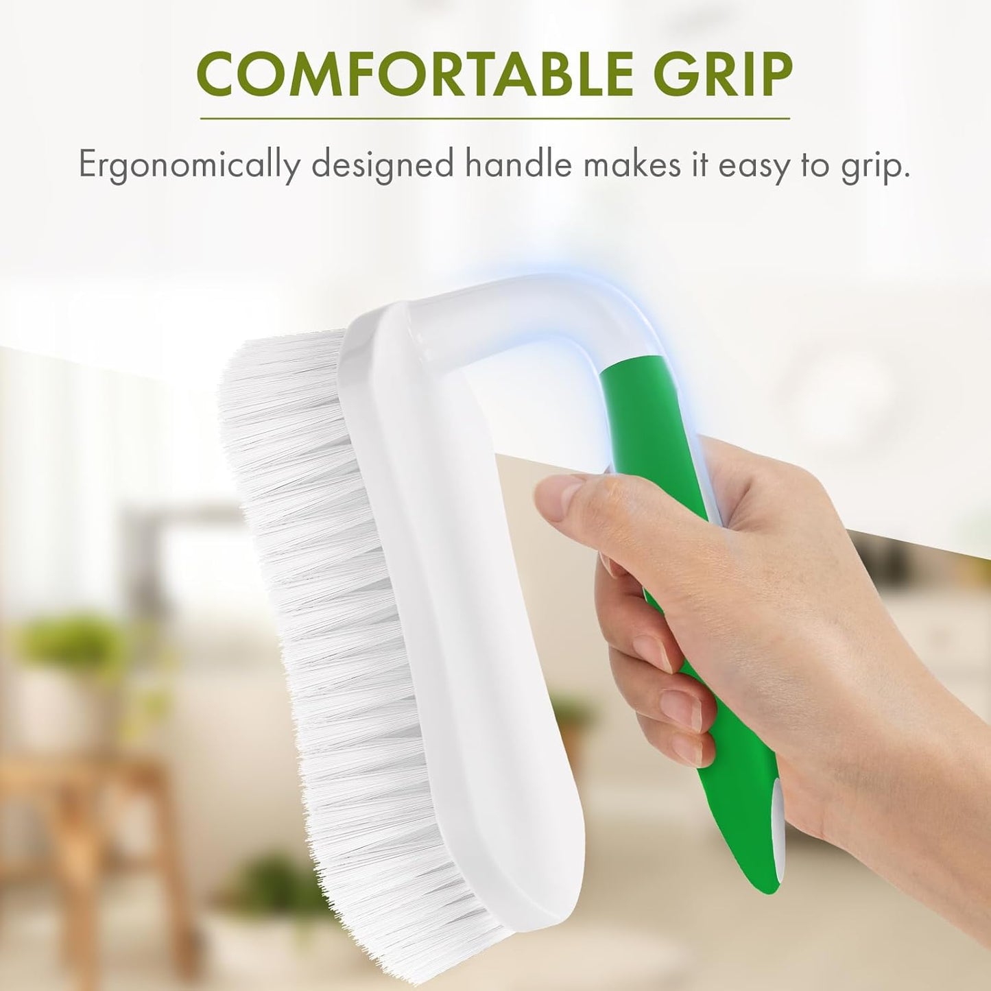 Amazer Scrub Brush for Cleaning Comfort Grip Shower Scrubber Flexible Stiff Bristles with Handle