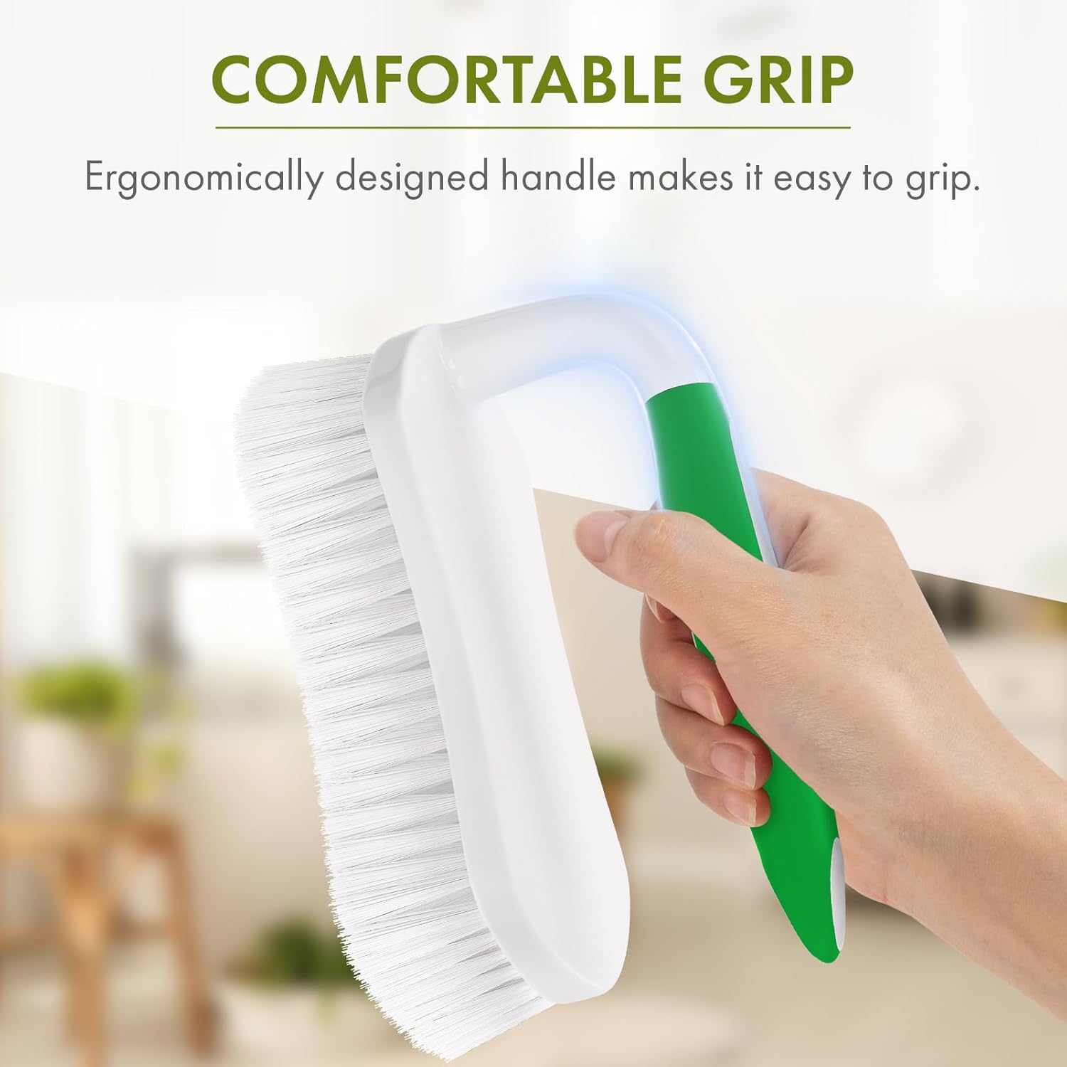 Amazer Scrub Brush for Cleaning Comfort Grip Shower Scrubber Flexible Stiff Bristles with Handle